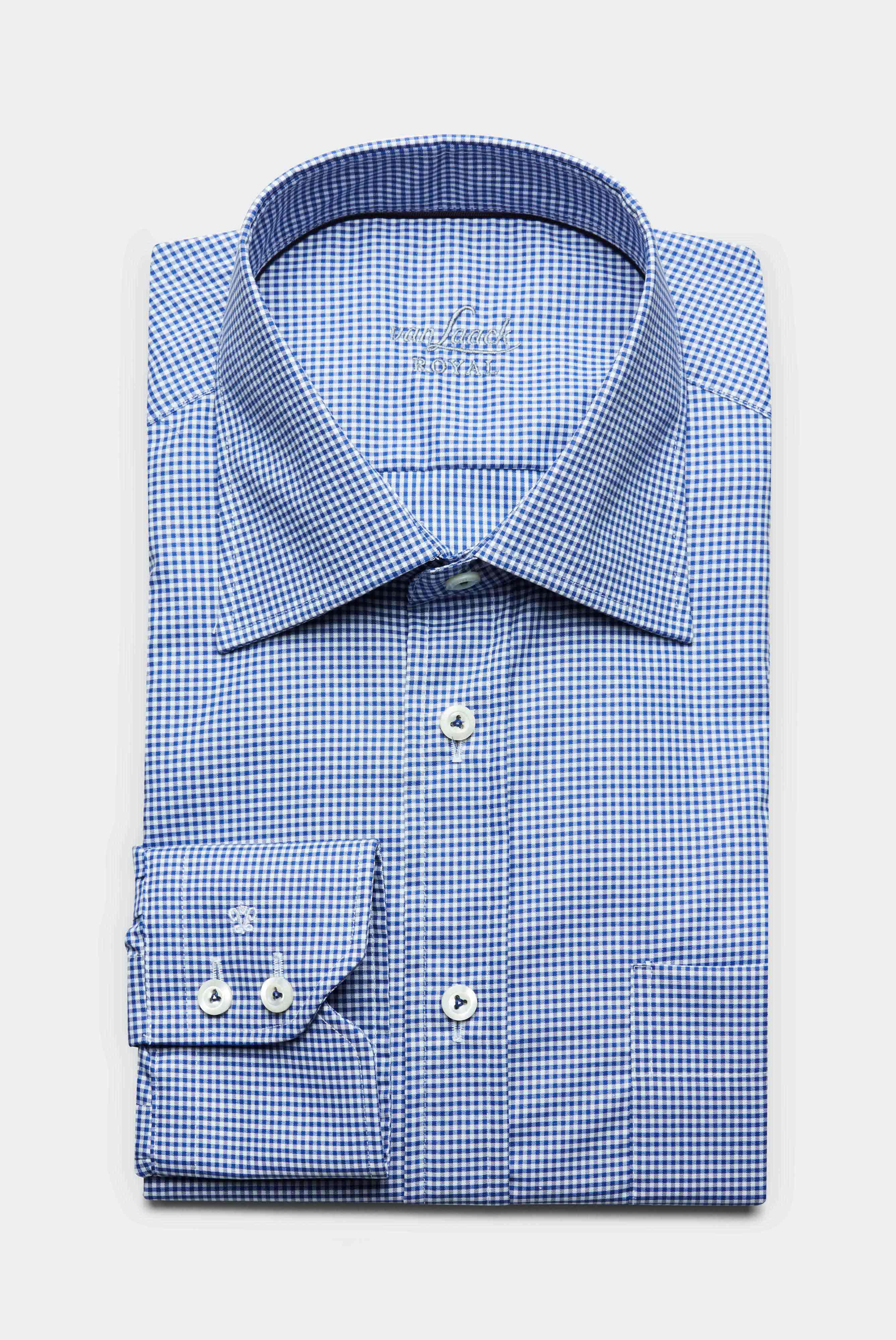 Non-iron twill business shirt, comfort fit, dark blue/white checkered