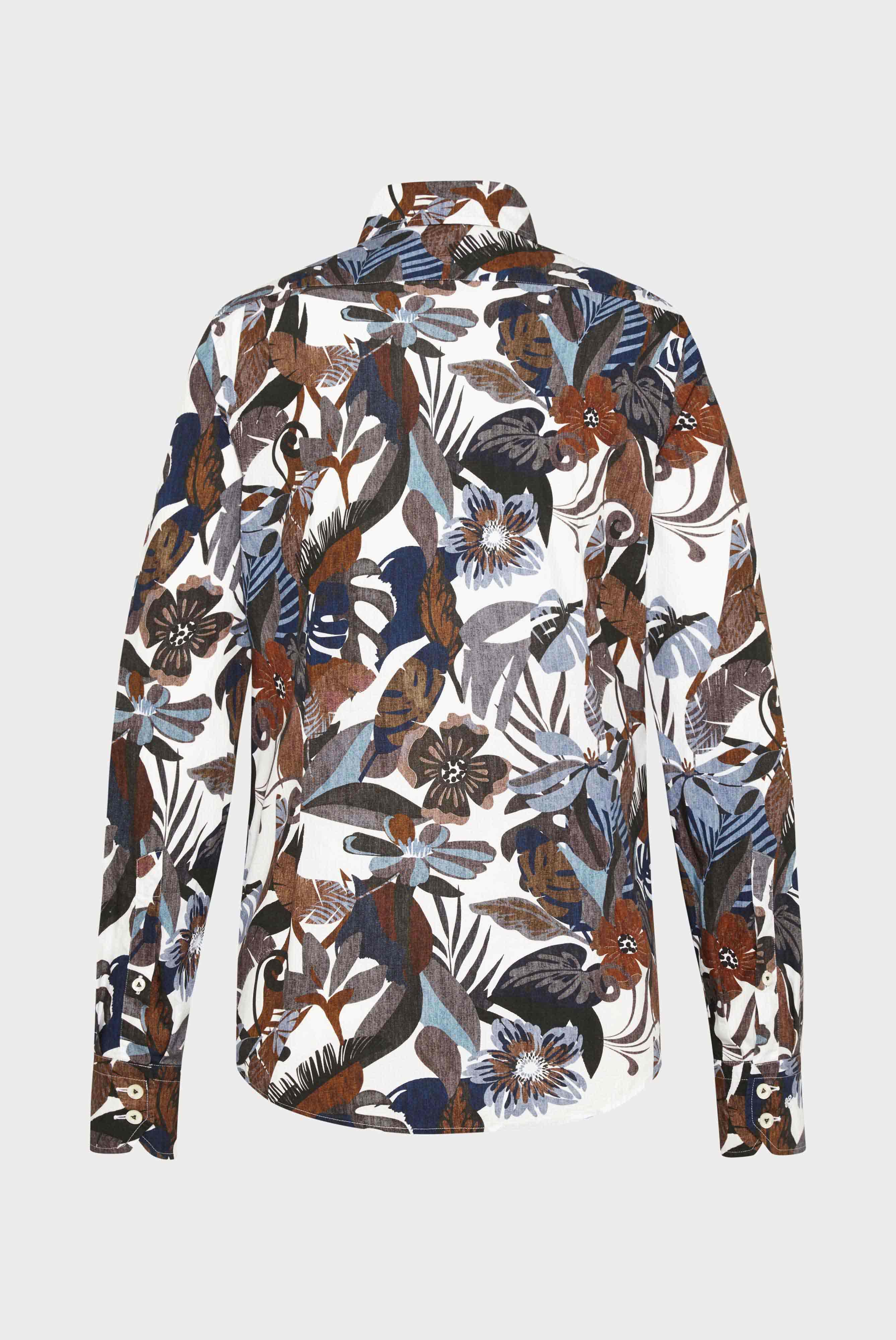 Cotton poplin shirt, white and blue