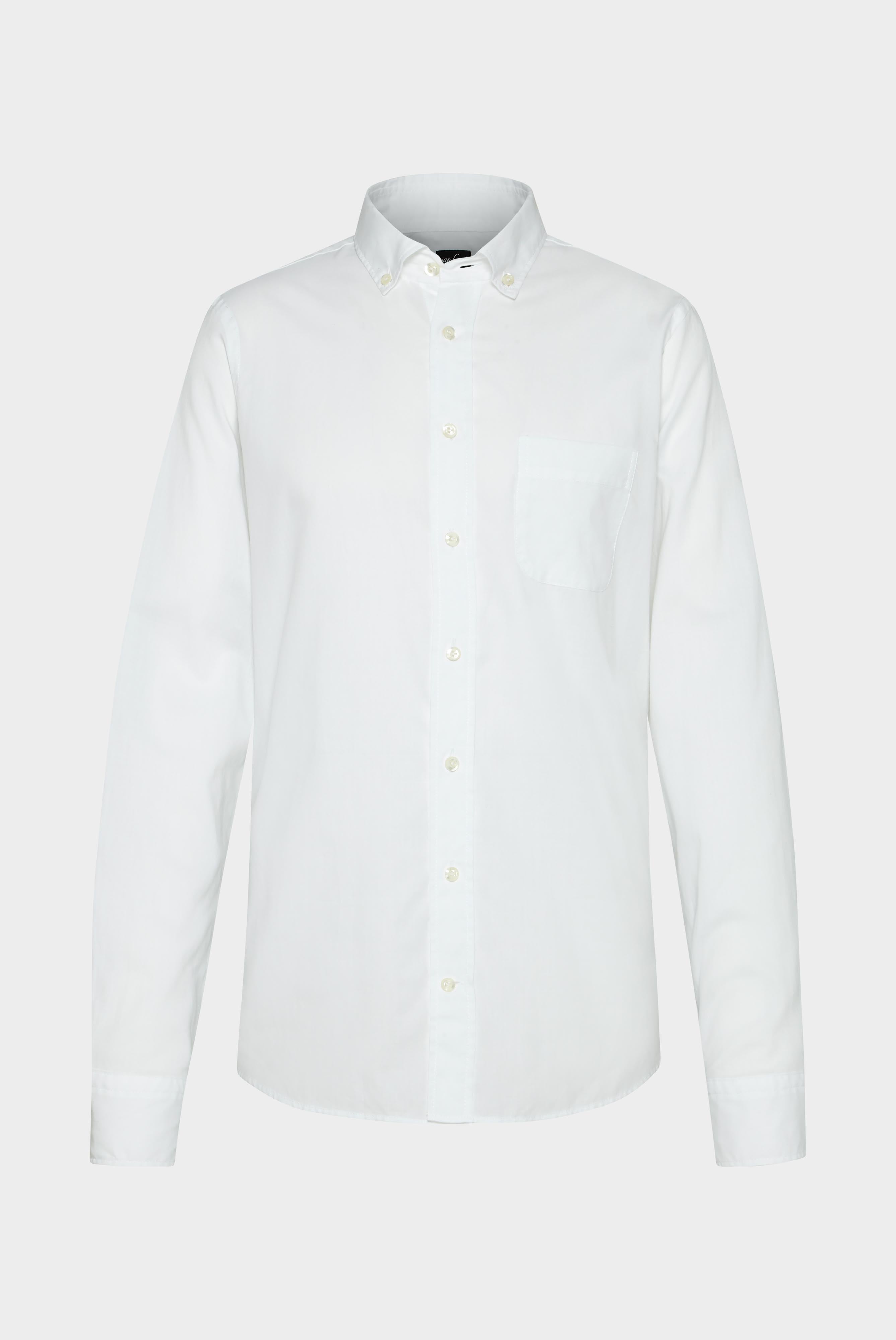 Twill Hemd mit Button Down Kragen Tailor Fit Weiß