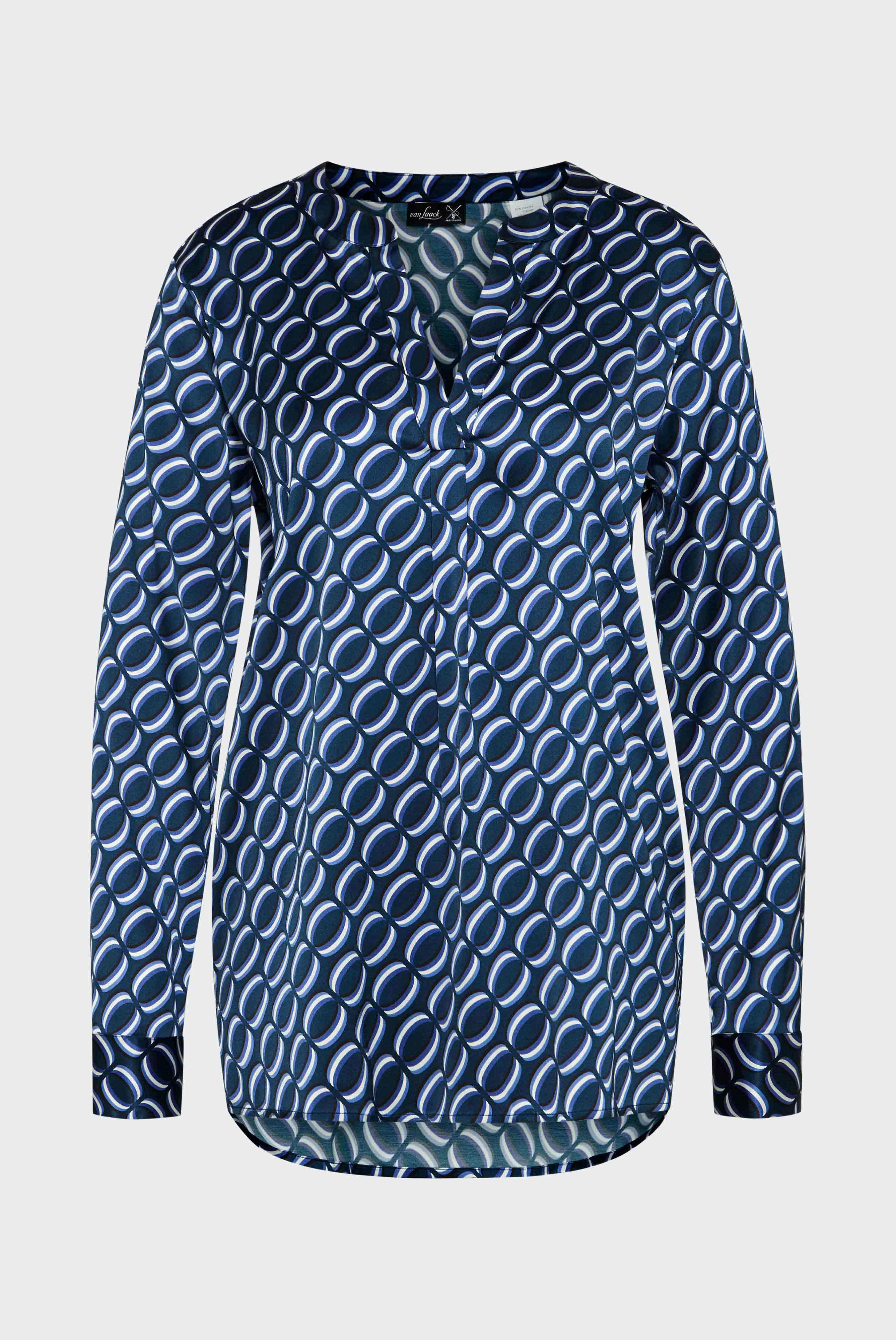 Van Laack-Tunika Bluse aus Viskose mit geometrischem Print Blau-Hemden & Blusen-Black-Deal-Outlet-by-ARCHIVIST