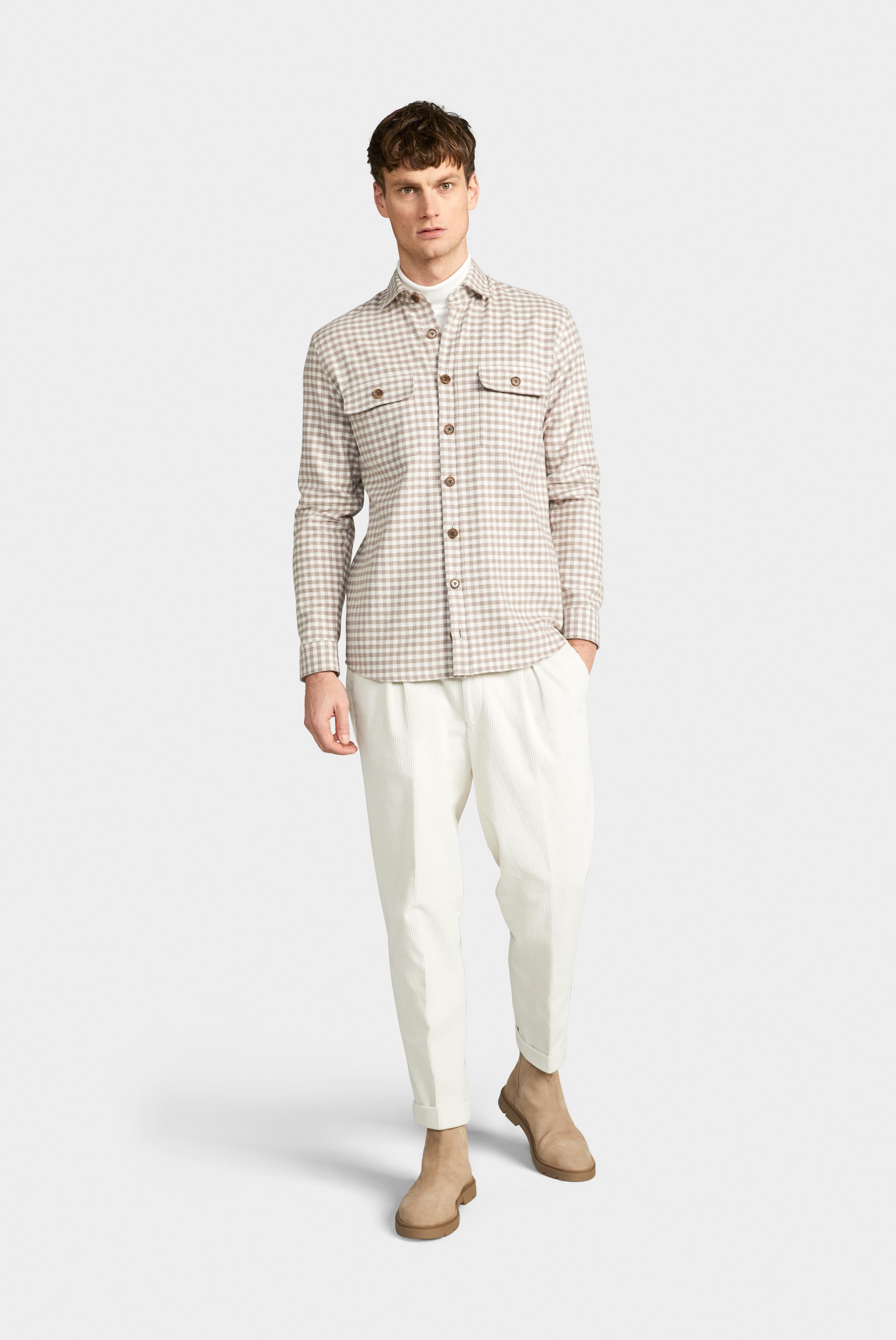 Van Laack-Karierte Hemdjacke aus Flanell-Twill Beige-Hemden & Blusen-Black-Deal-Outlet-by-ARCHIVIST