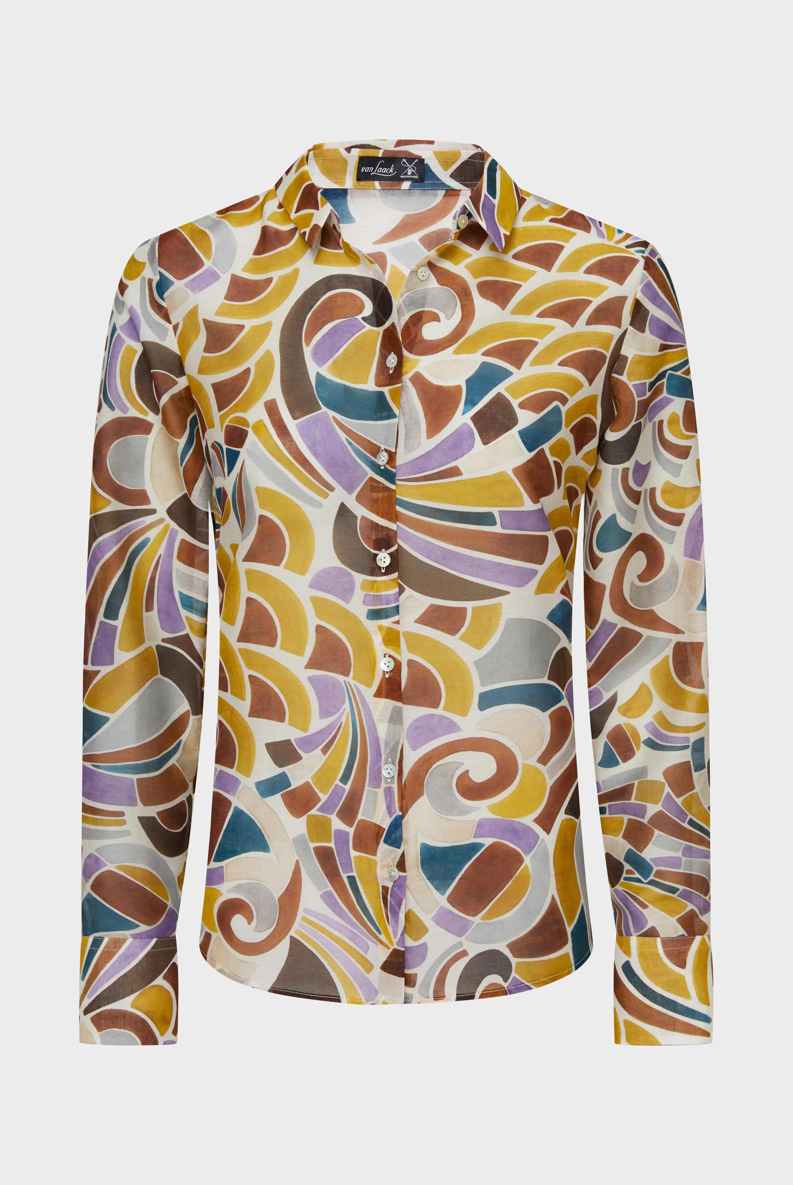 Taillierte Hemdbluse mit Ornamentdruck