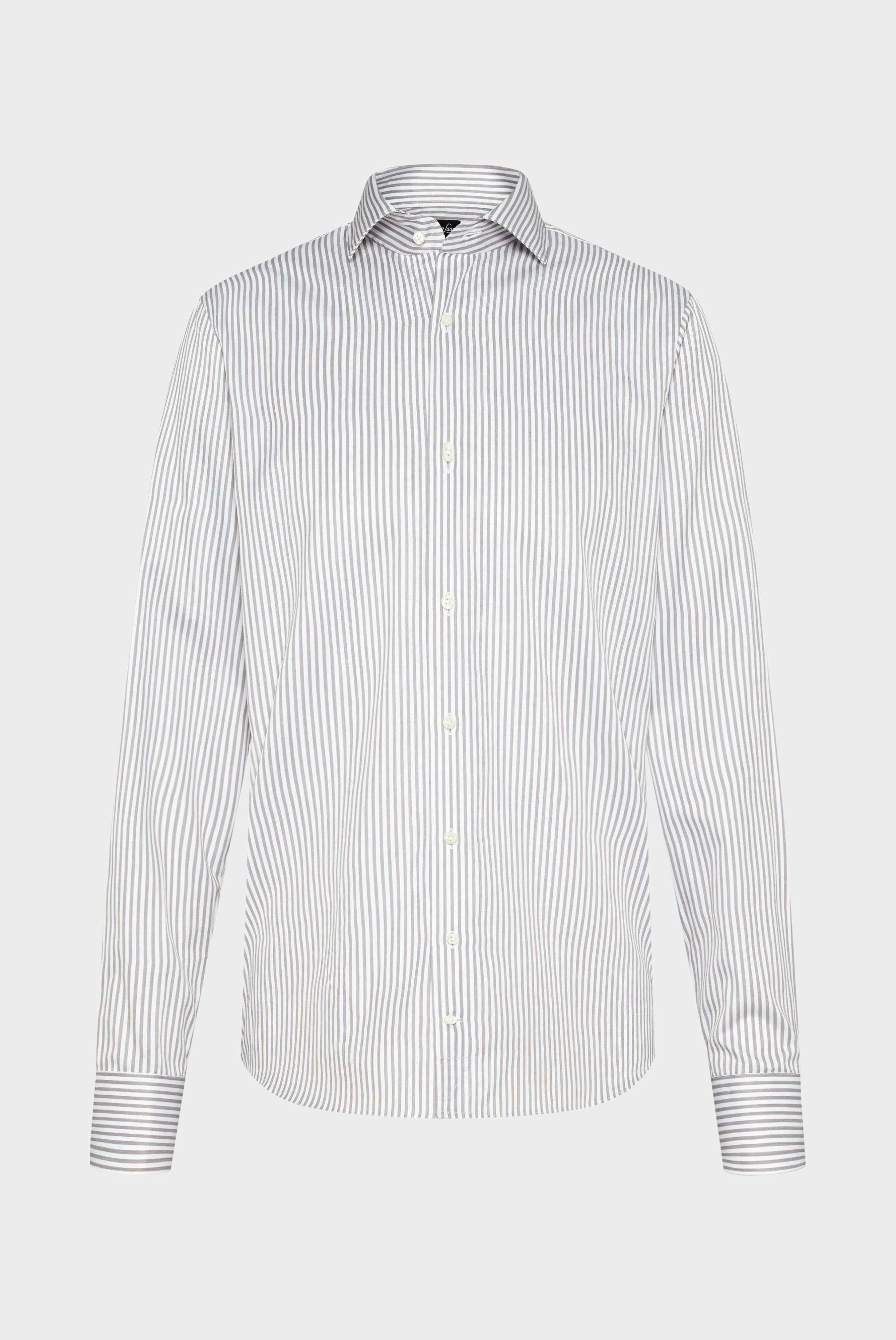 Twill Hemd Tailor Fit Beige/Weiß Gestreift