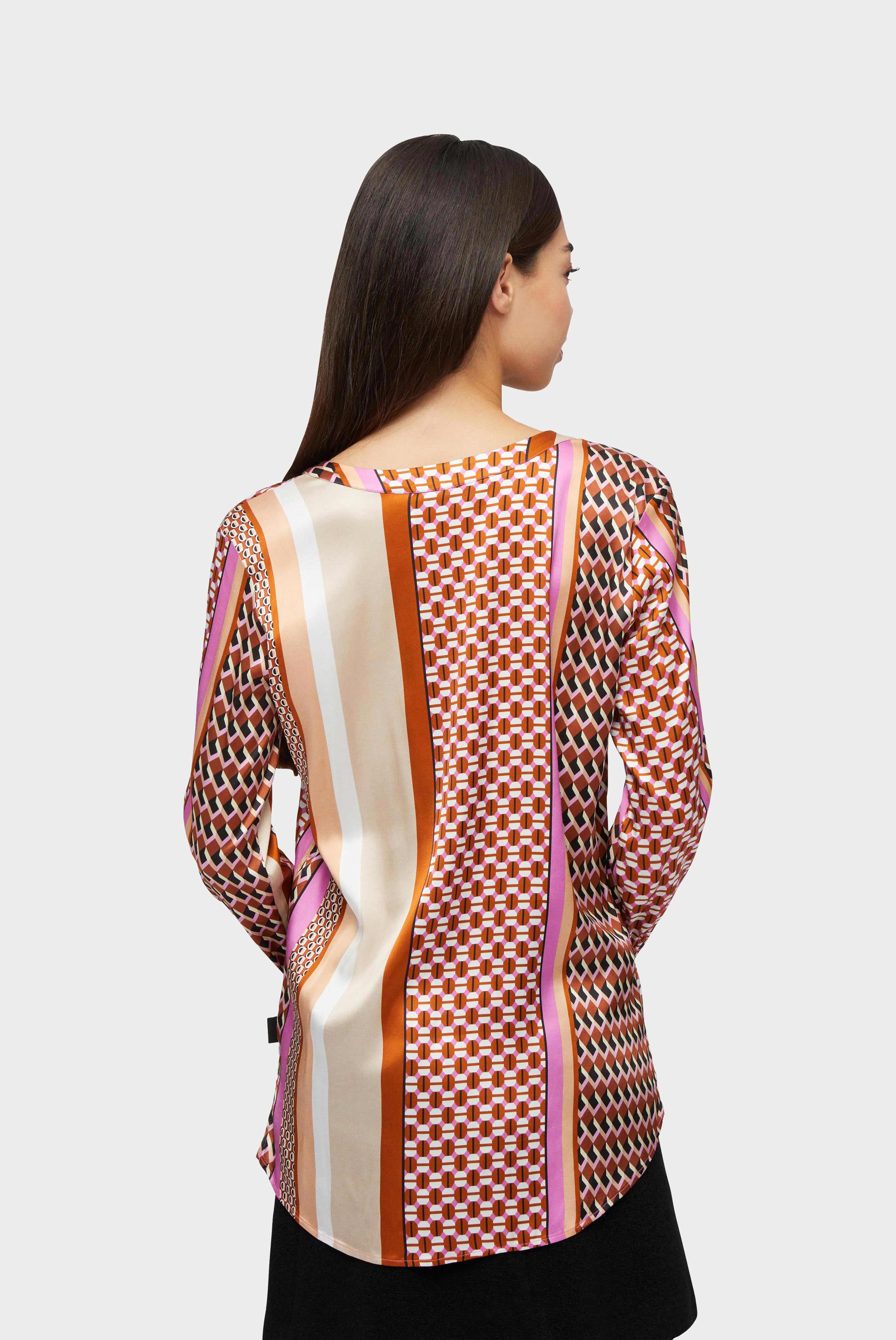 Tunika Bluse mit Geometrischem Muster