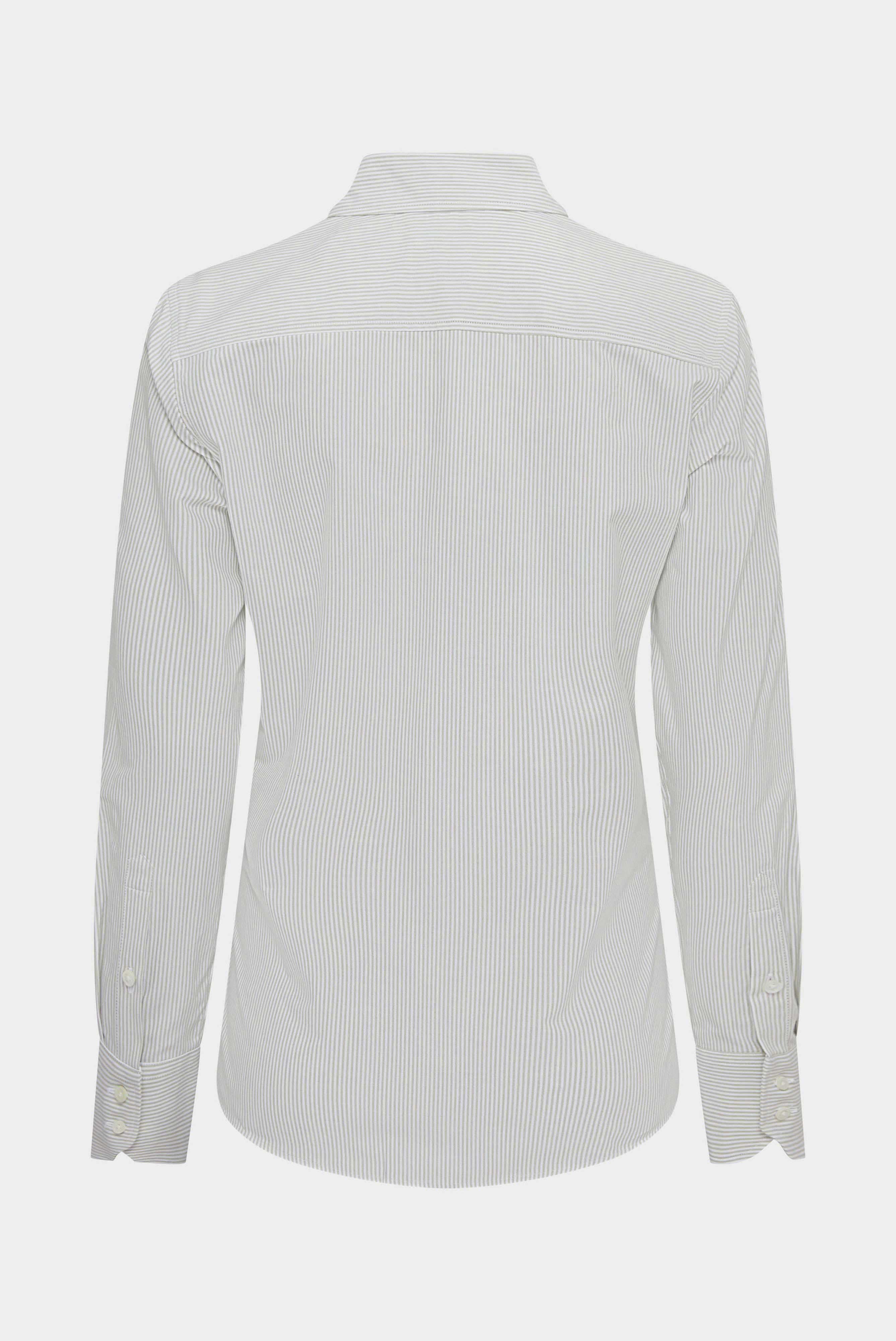 Business shirt blouse in light green striped cotton