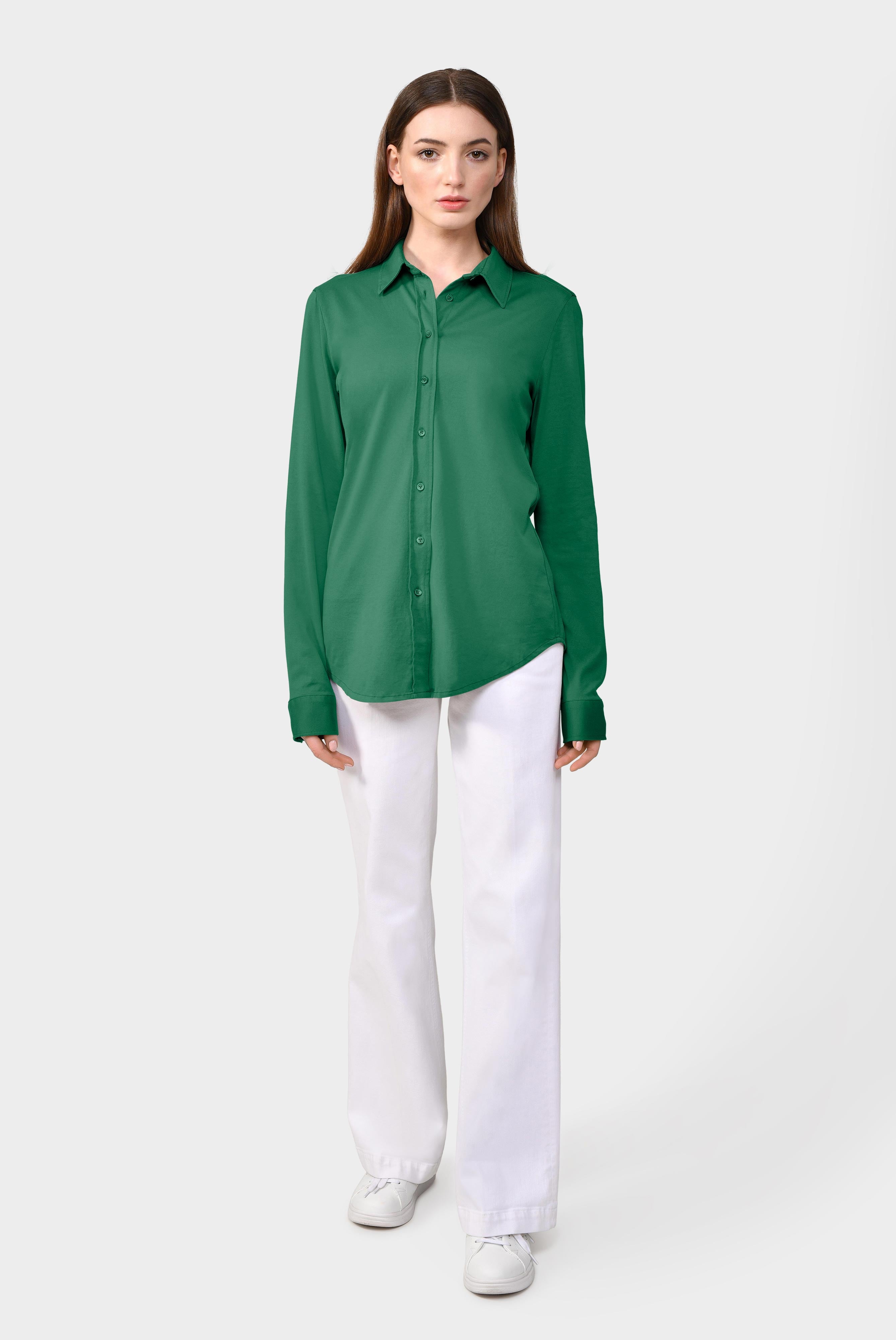 Hemdbluse aus Baumwolljersey Grün