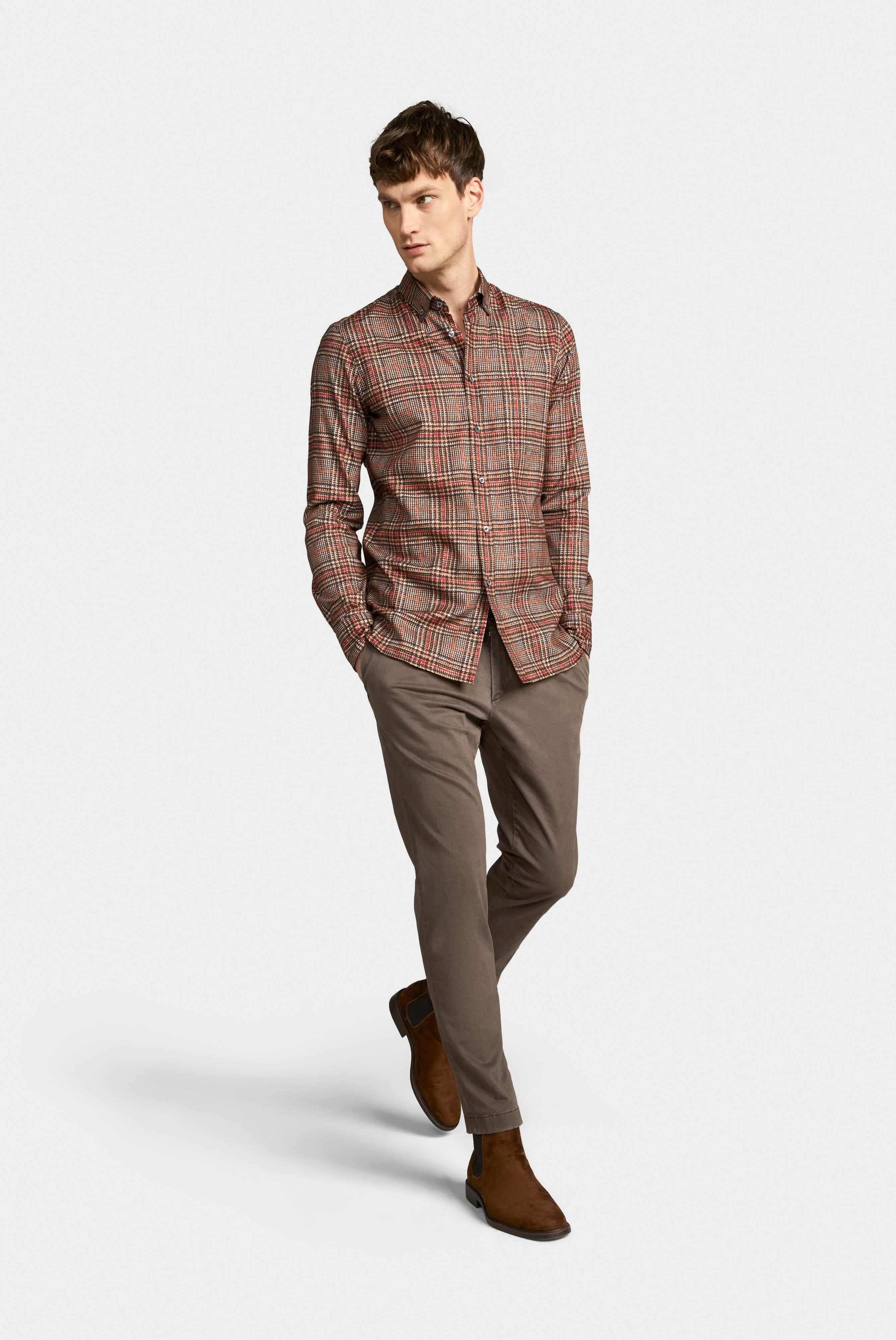 Van Laack-Hemd mit Button Down Kragen Tailor Fit Beige/Braun Kariert-Hemden & Blusen-Black-Deal-Outlet-by-ARCHIVIST