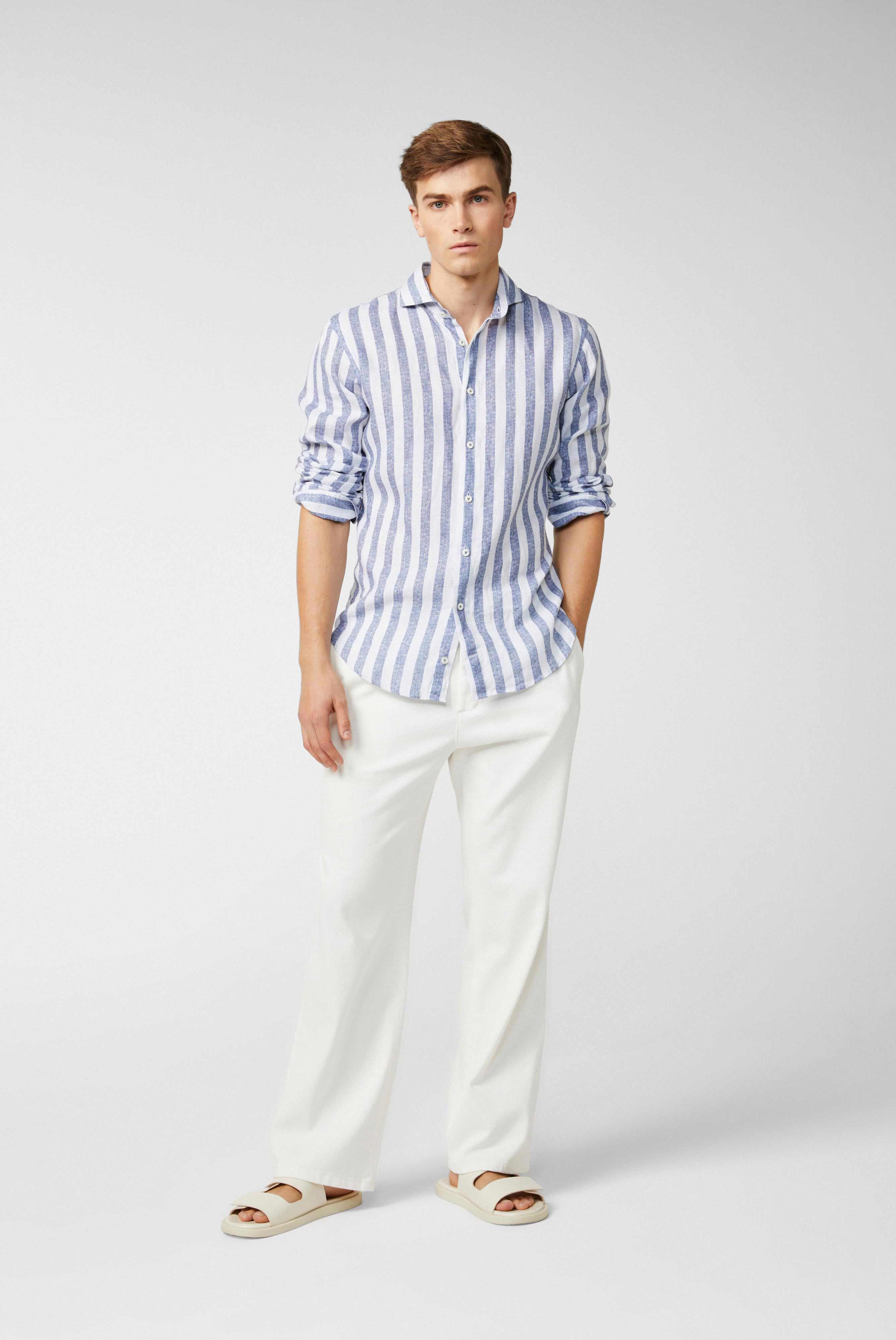 Van Laack-Leinenhemd mit zweifarbigem Streifendruck-Hemden & Blusen-Black-Deal-Outlet-by-ARCHIVIST