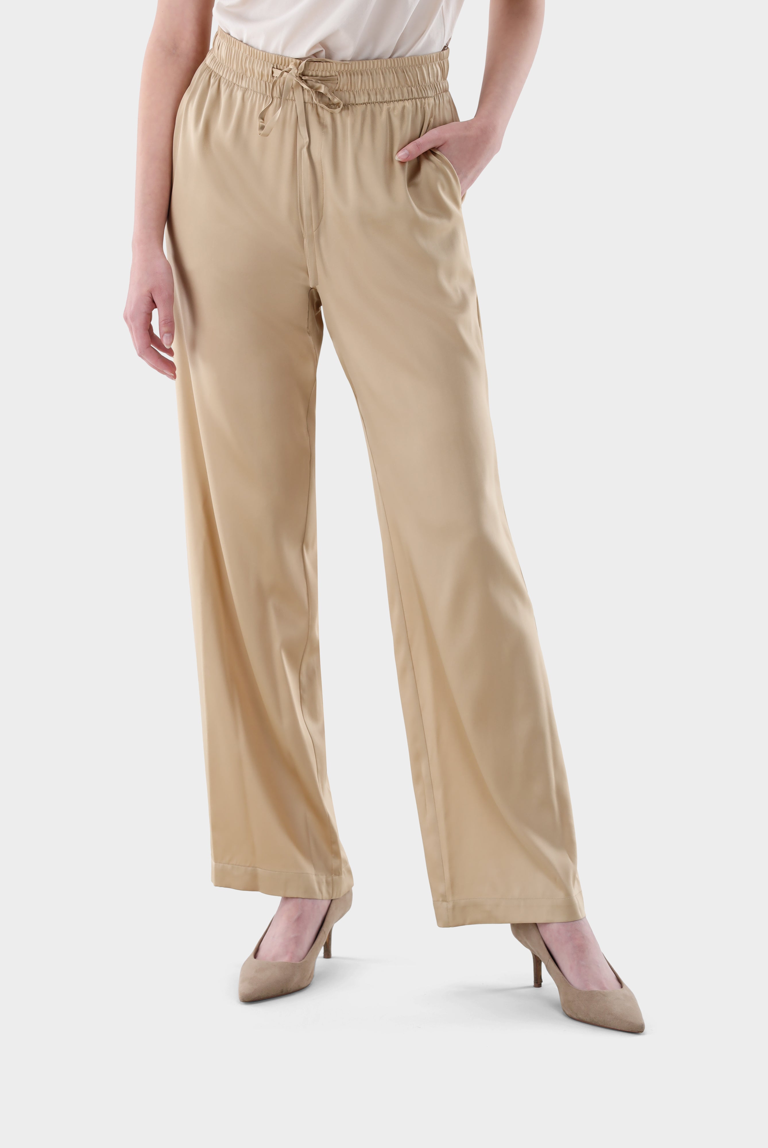 Palazzo Hose aus Seidensatin Stretch