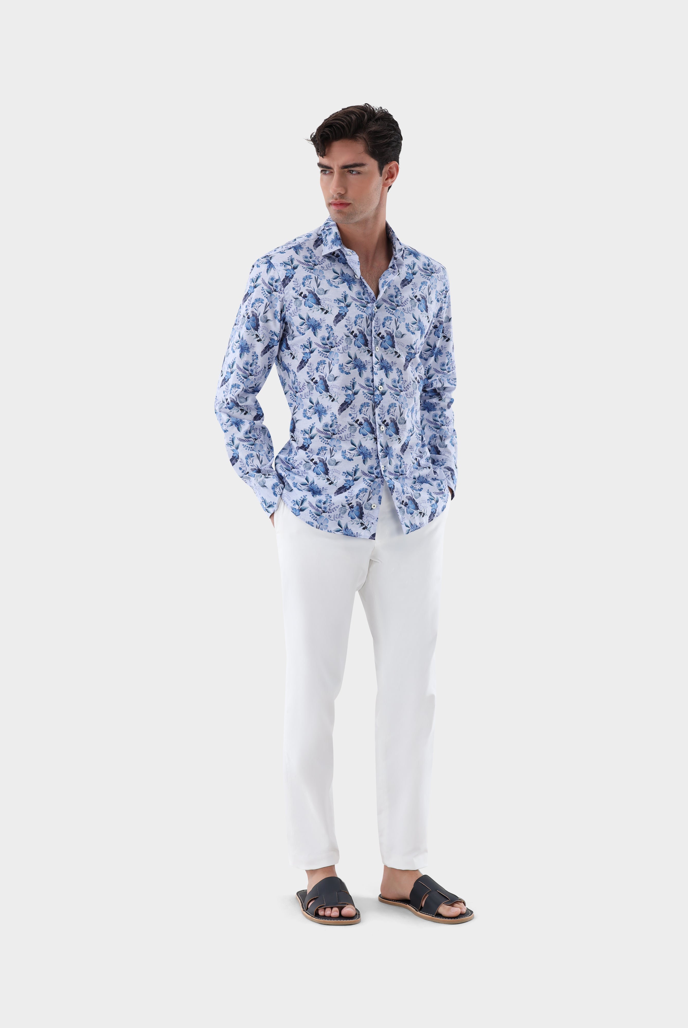 Van Laack-Popeline Hemd mit Blumendruck Tailor Fit-Hemden & Blusen-Black-Deal-Outlet-by-ARCHIVIST