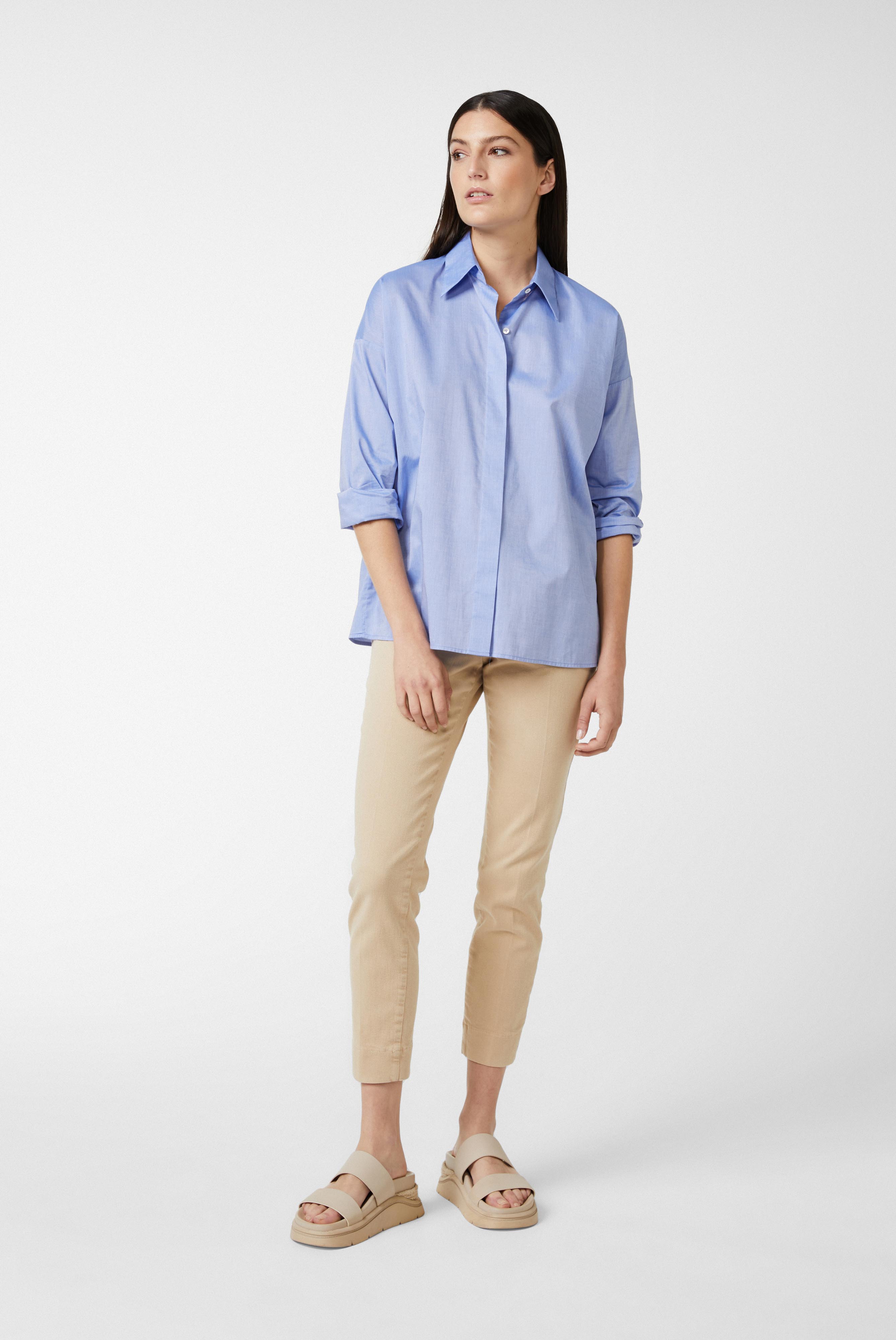 Van Laack-Popeline-Hemdbluse mit überschnittenen Schultern Blau-Hemden & Blusen-Black-Deal-Outlet-by-ARCHIVIST