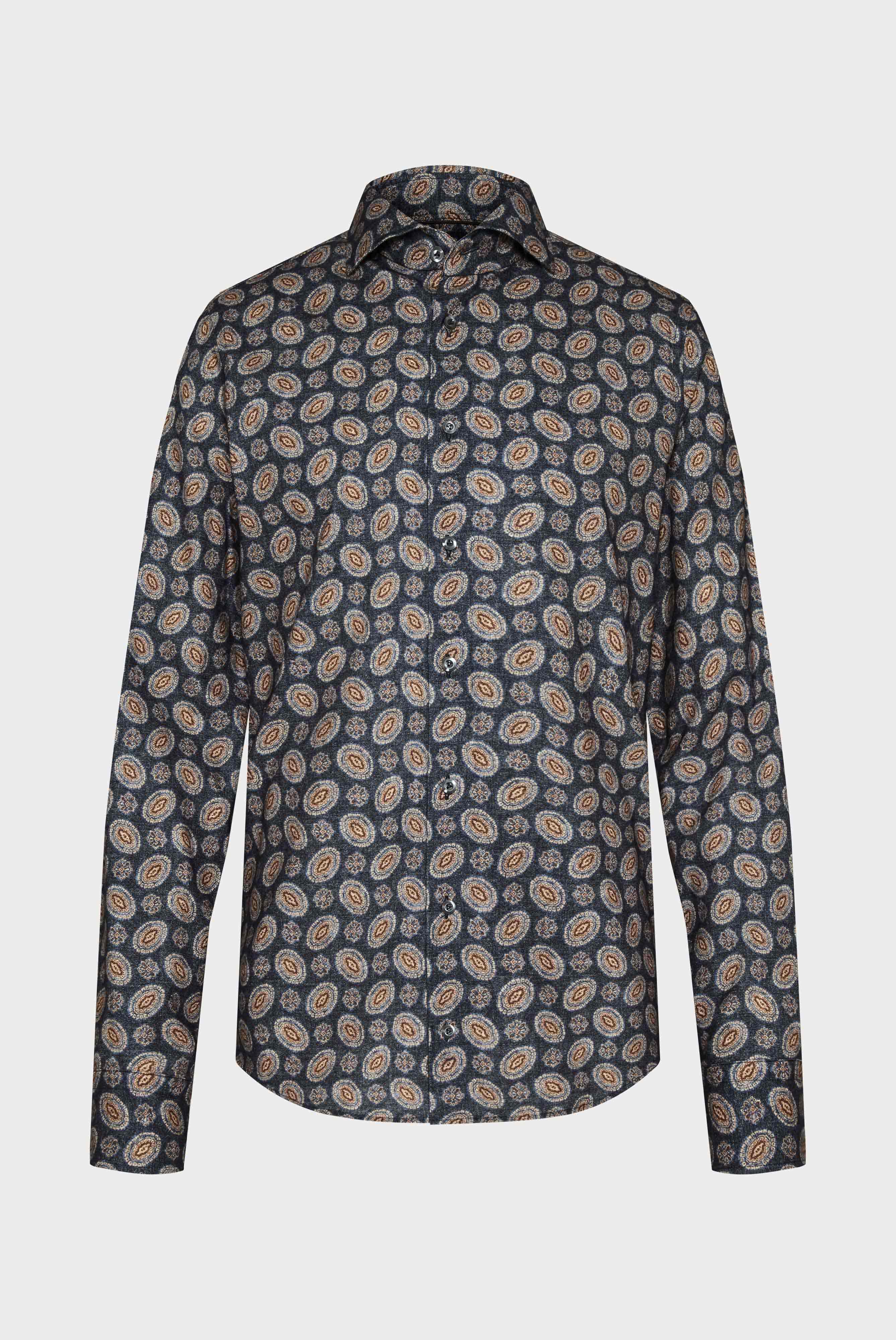 Hemd mit Paisley Print Haifischkragen Slim Fit Blau