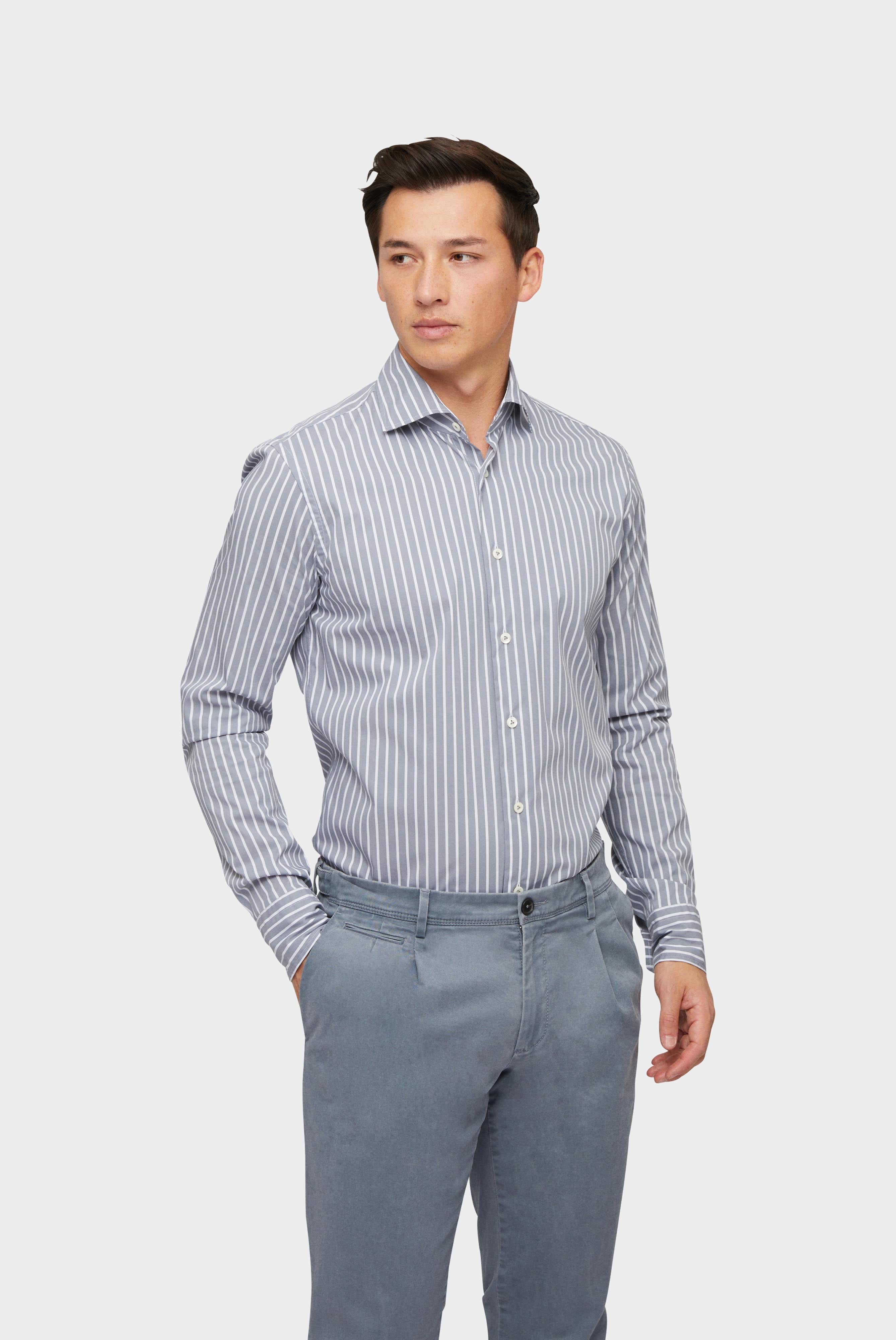 Popeline Hemd mit Stretch Slim Fit Grau