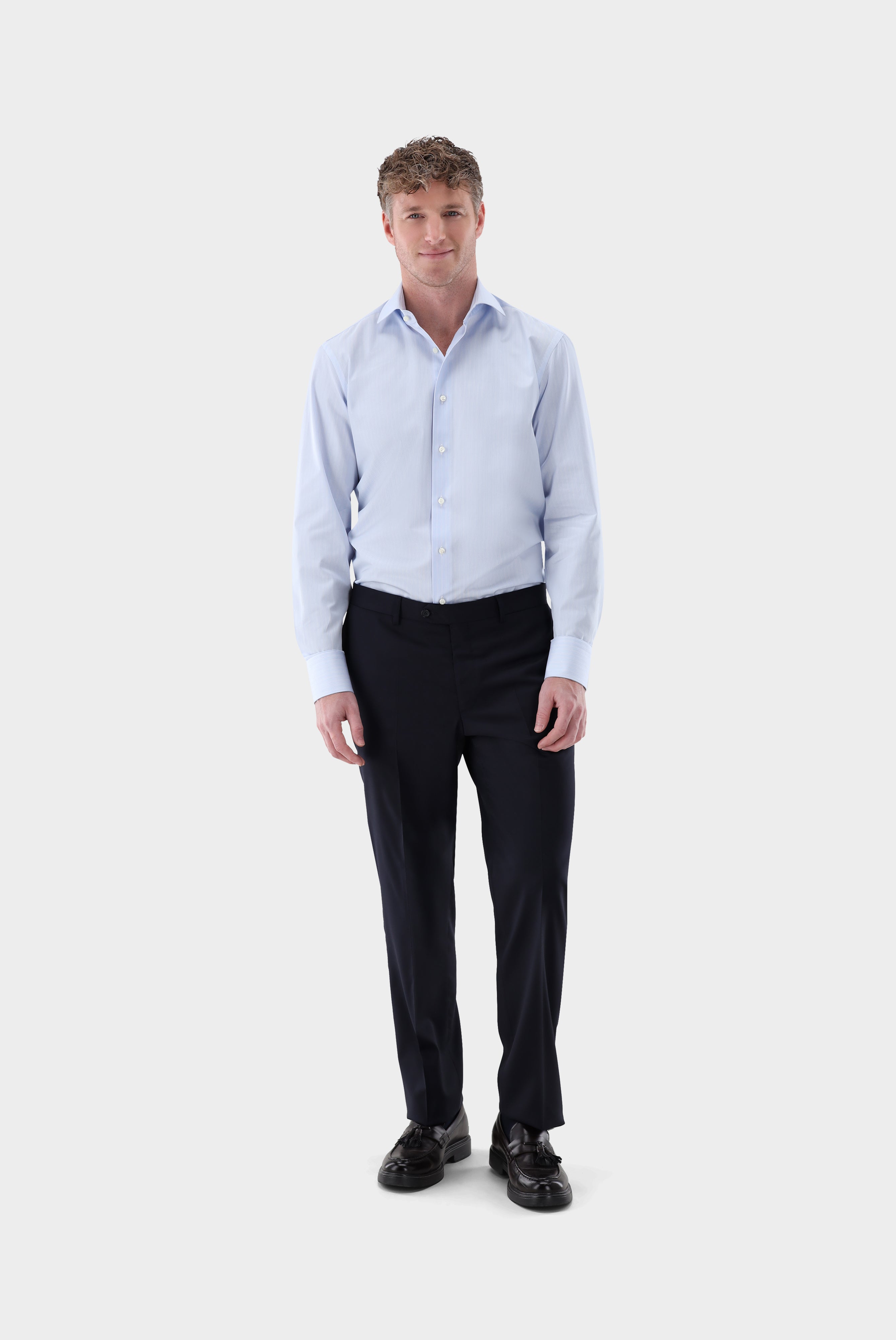 Tonal-Gestreiftes Hemd Slim Fit