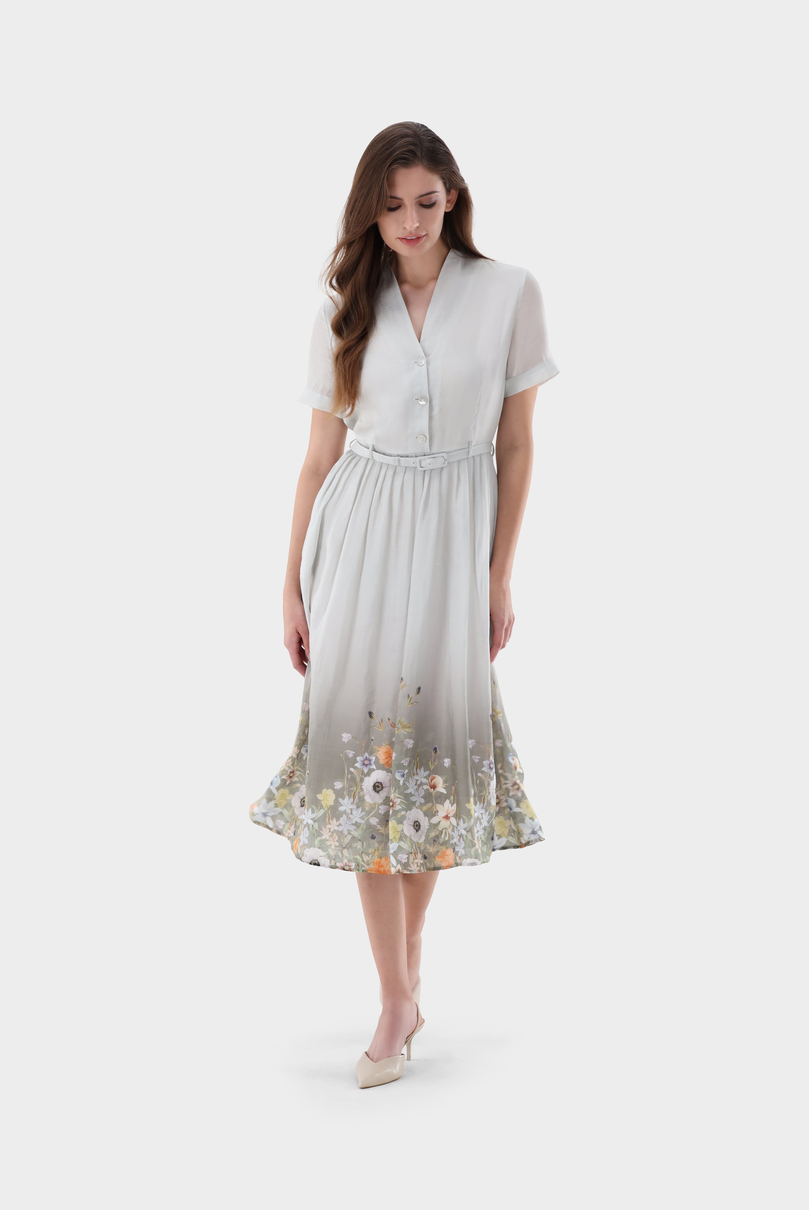 Van Laack-Midi-Kleid aus Leinen mit Blumendruck-Kleider & Röcke-Black-Deal-Outlet-by-ARCHIVIST