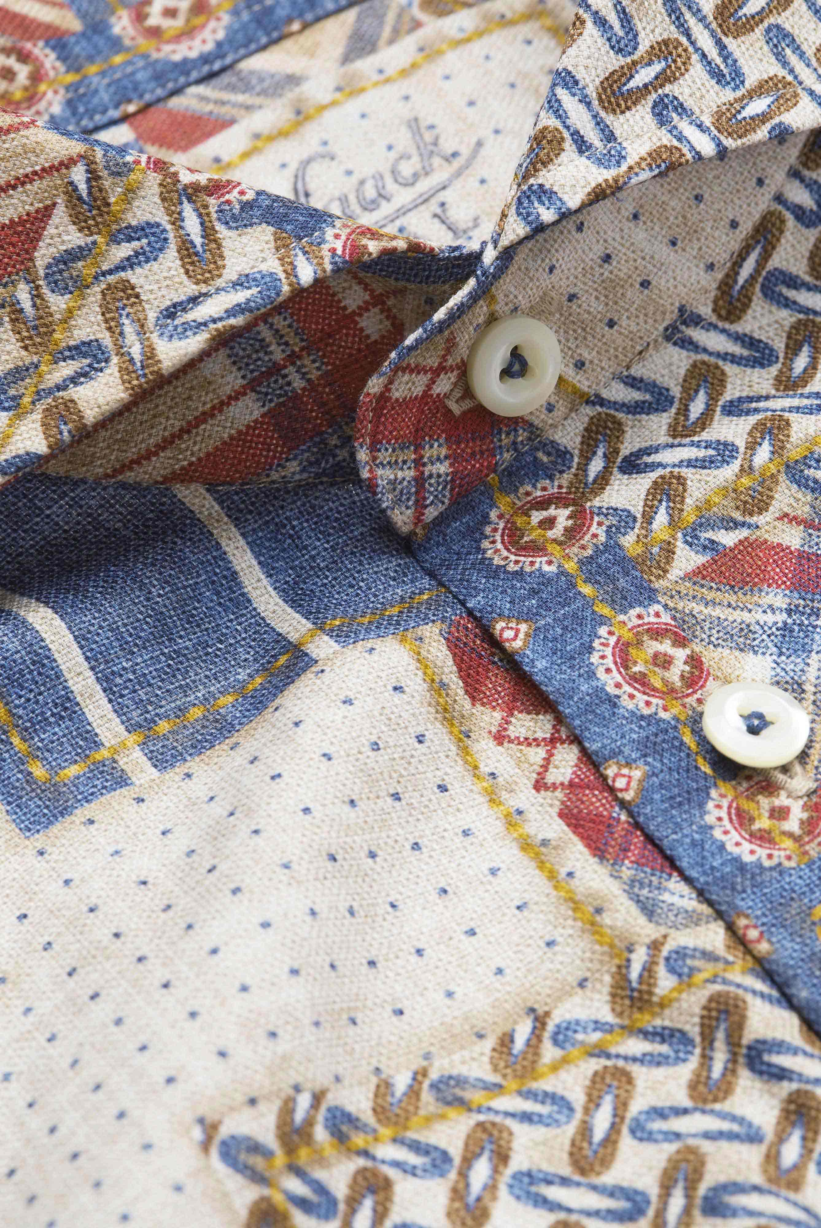 Van Laack-Langarm Hemd mit Flickwerk Druck aus Baumwolle Tailor Fit Rot Blau-Hemden & Blusen-Black-Deal-Outlet-by-ARCHIVIST