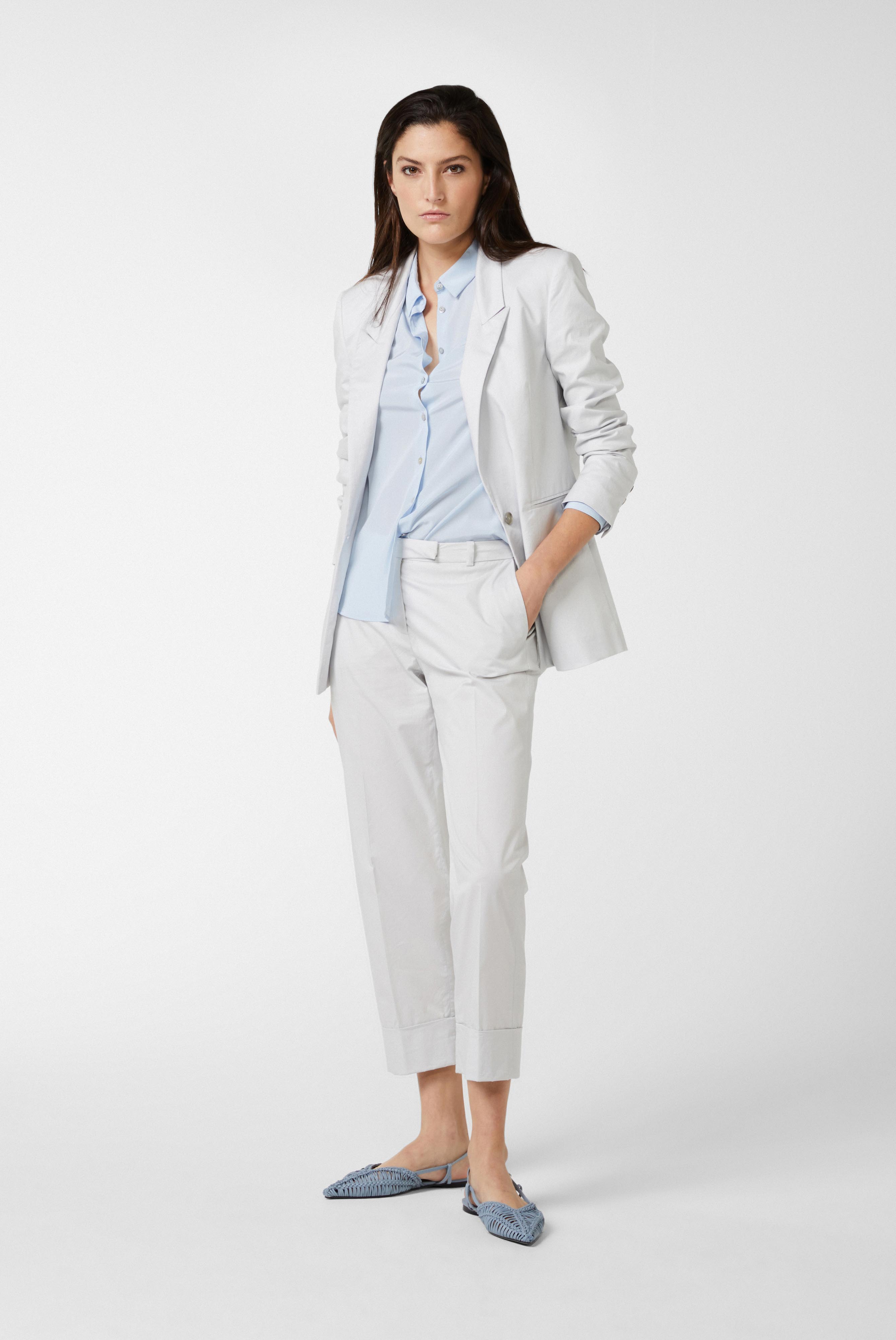 Blazer aus Baumwollstretch mit Papierhaptik Grau