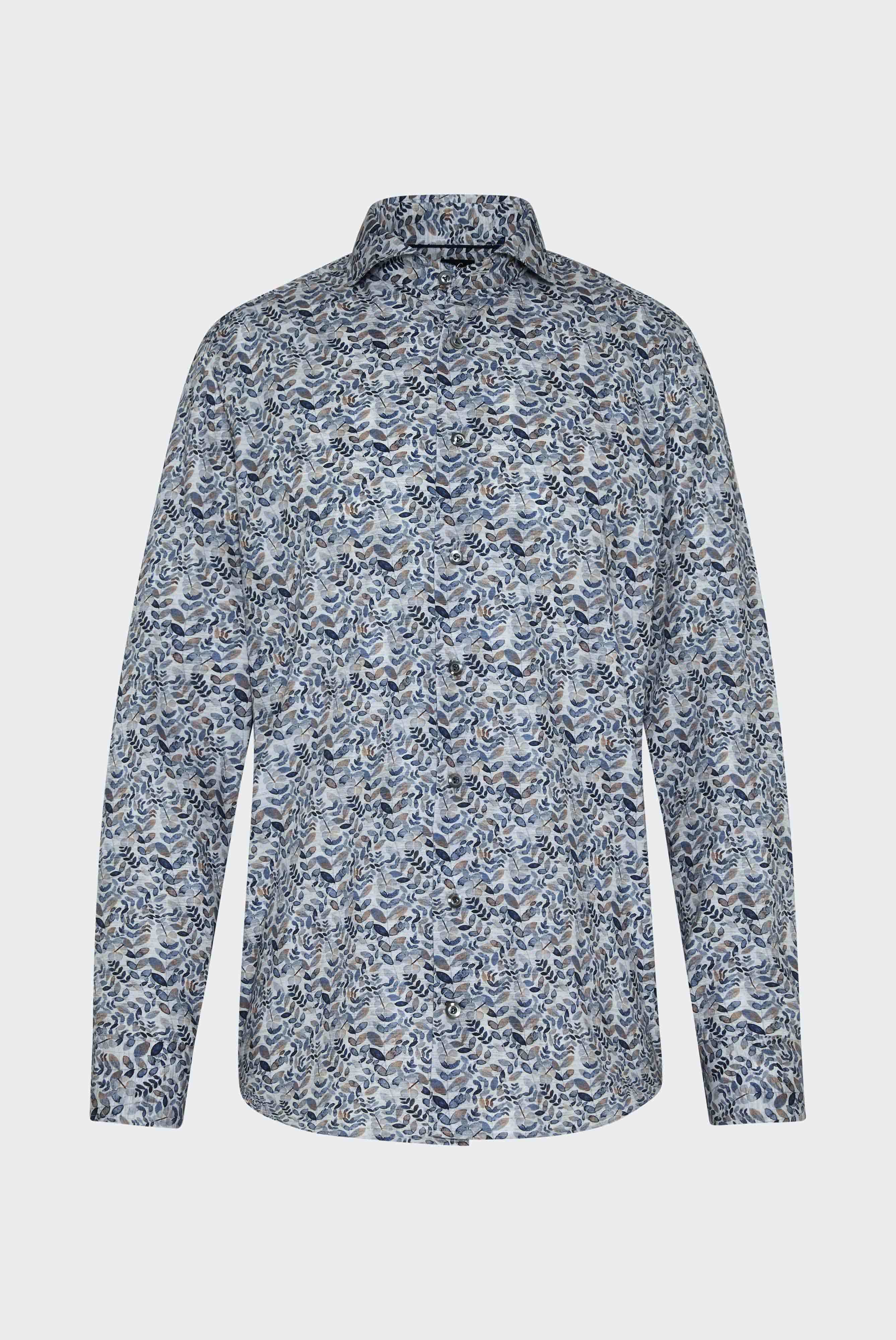 Hemd mit Blumen Print Tailor Fit Grau/Blau