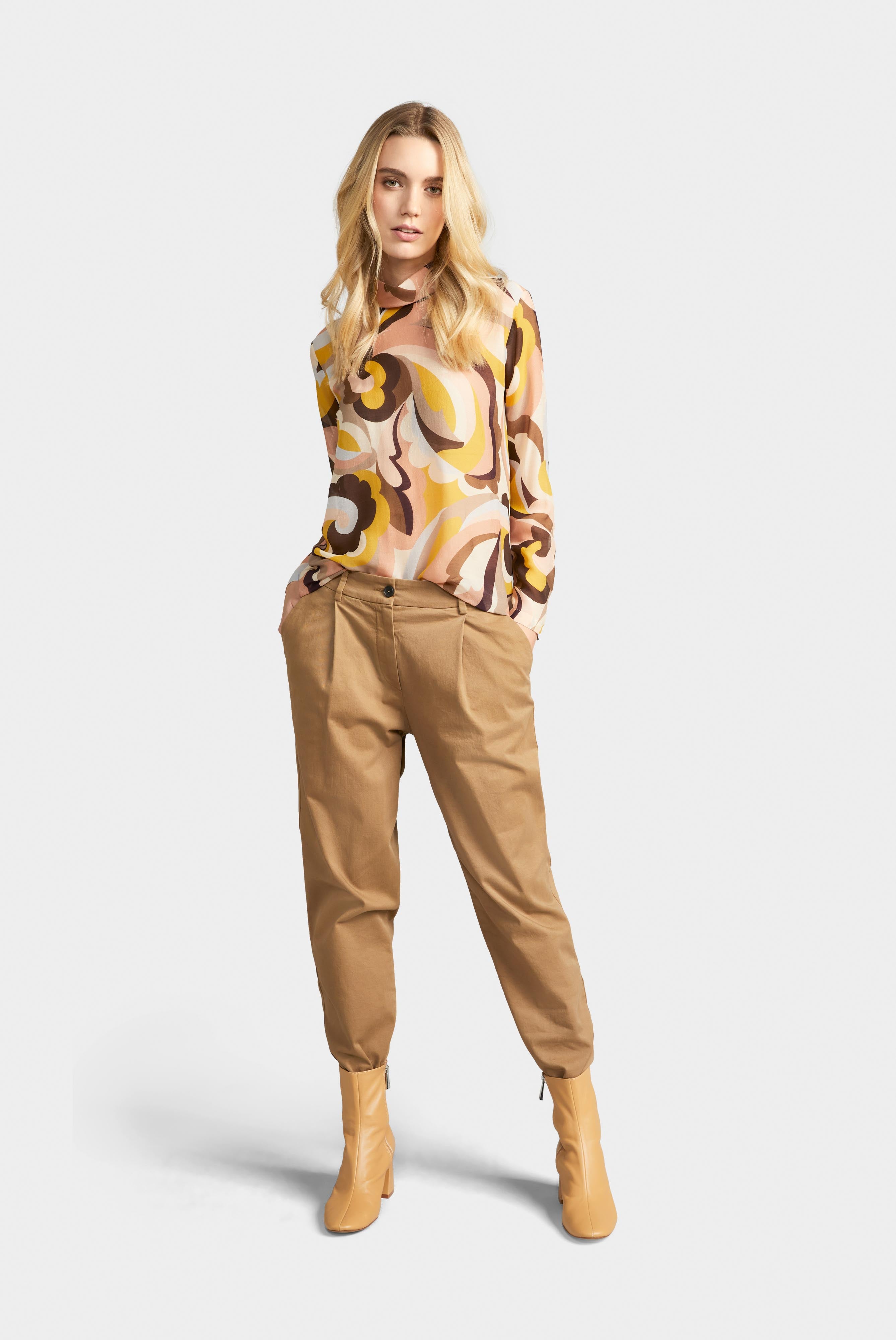 Hemdbluse mit Paisley Print Beige/Braun/Koralle