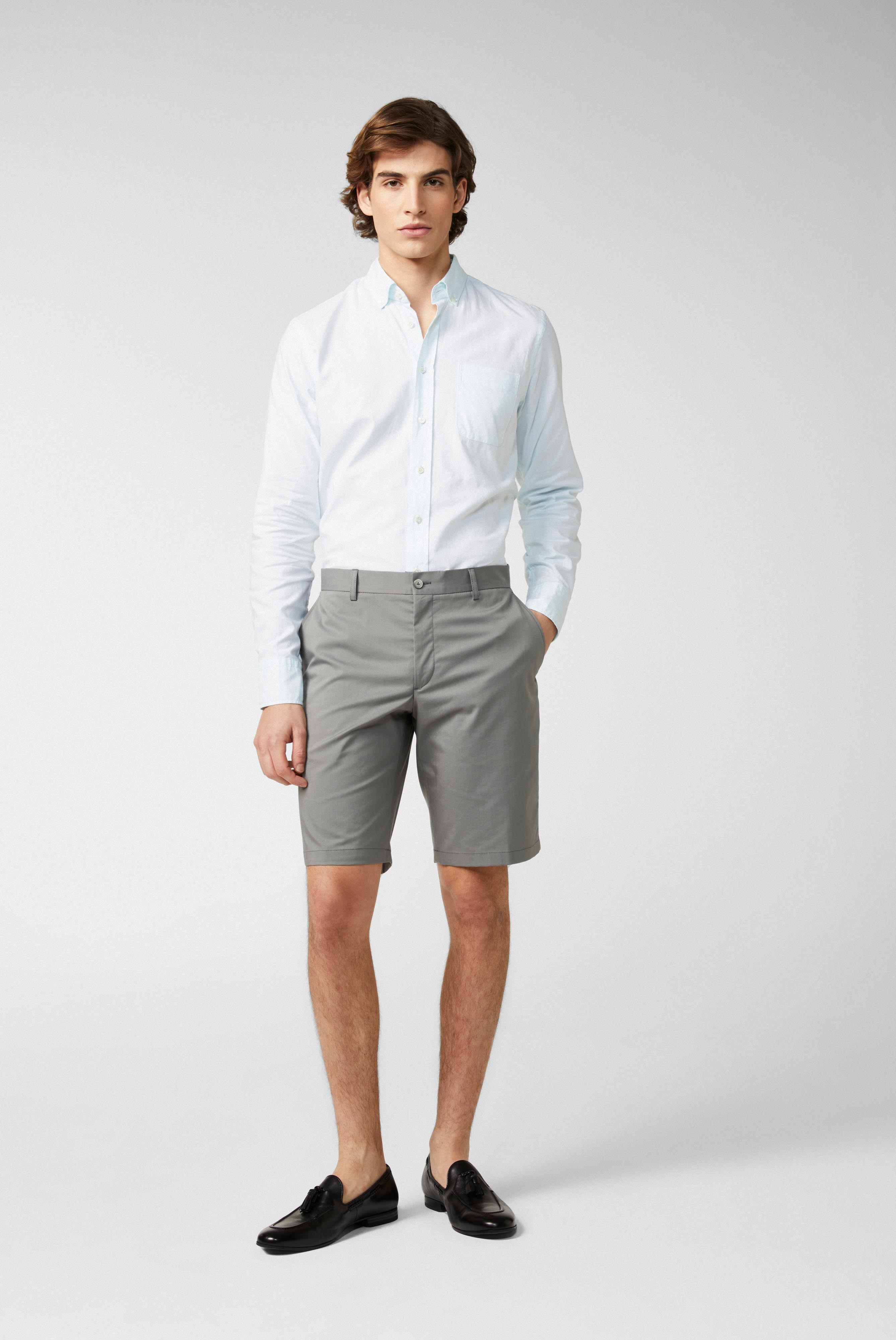 Slim fit cotton stretch shorts, grey