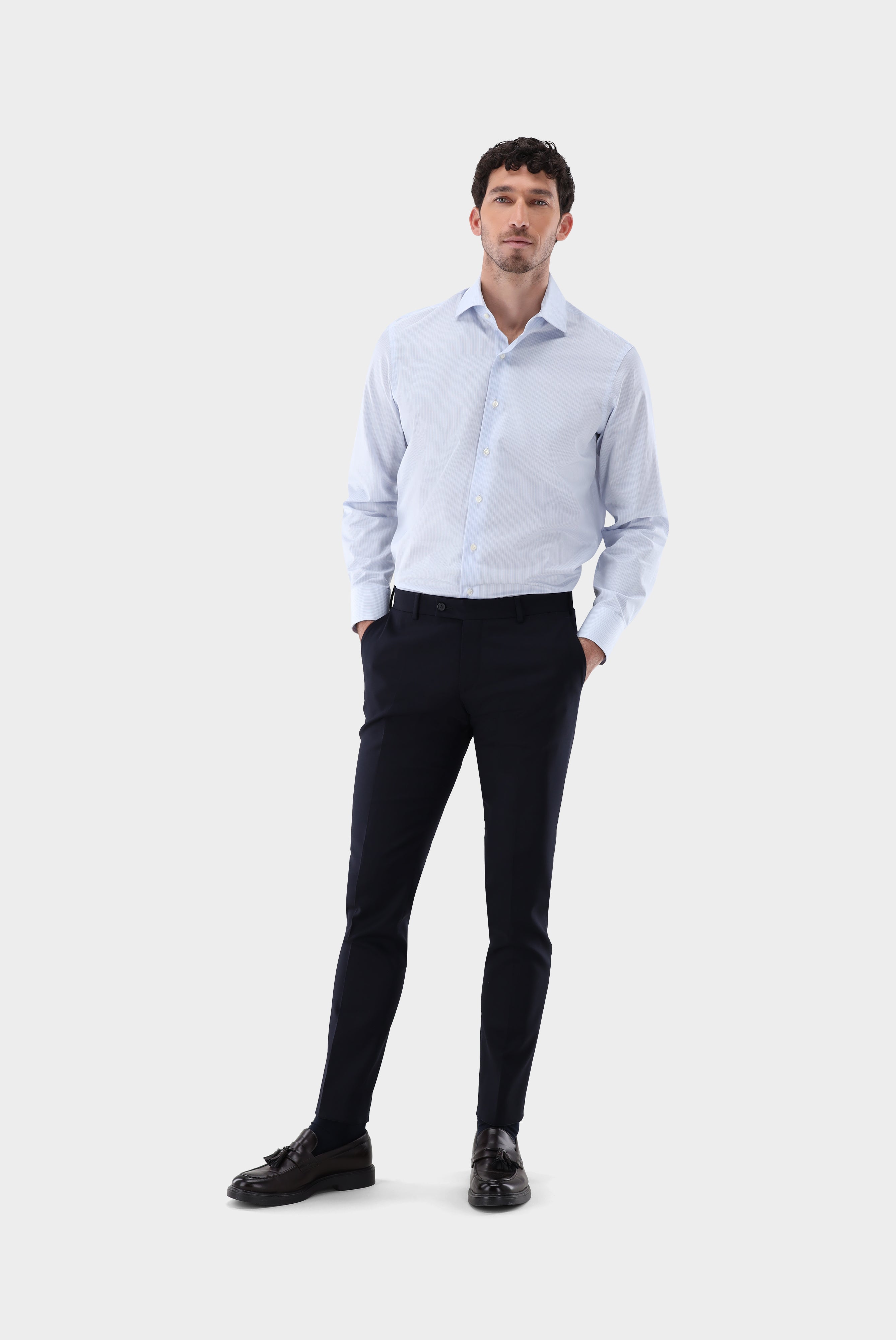 Gestreiftes Twill Hemd in Sartoriale Verarbeitung Slim Fit