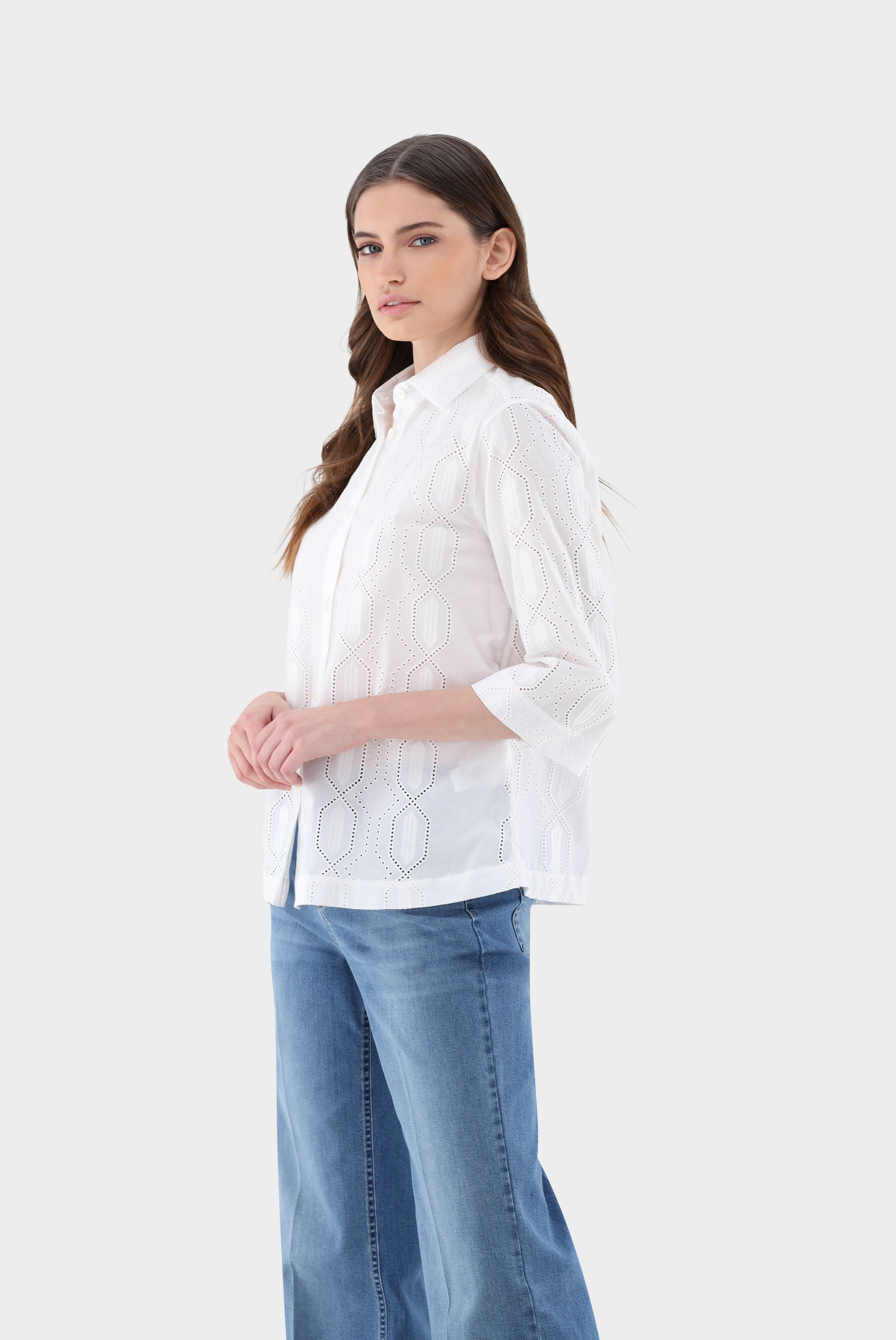 Boxy Fit Bluse mit Stickerei