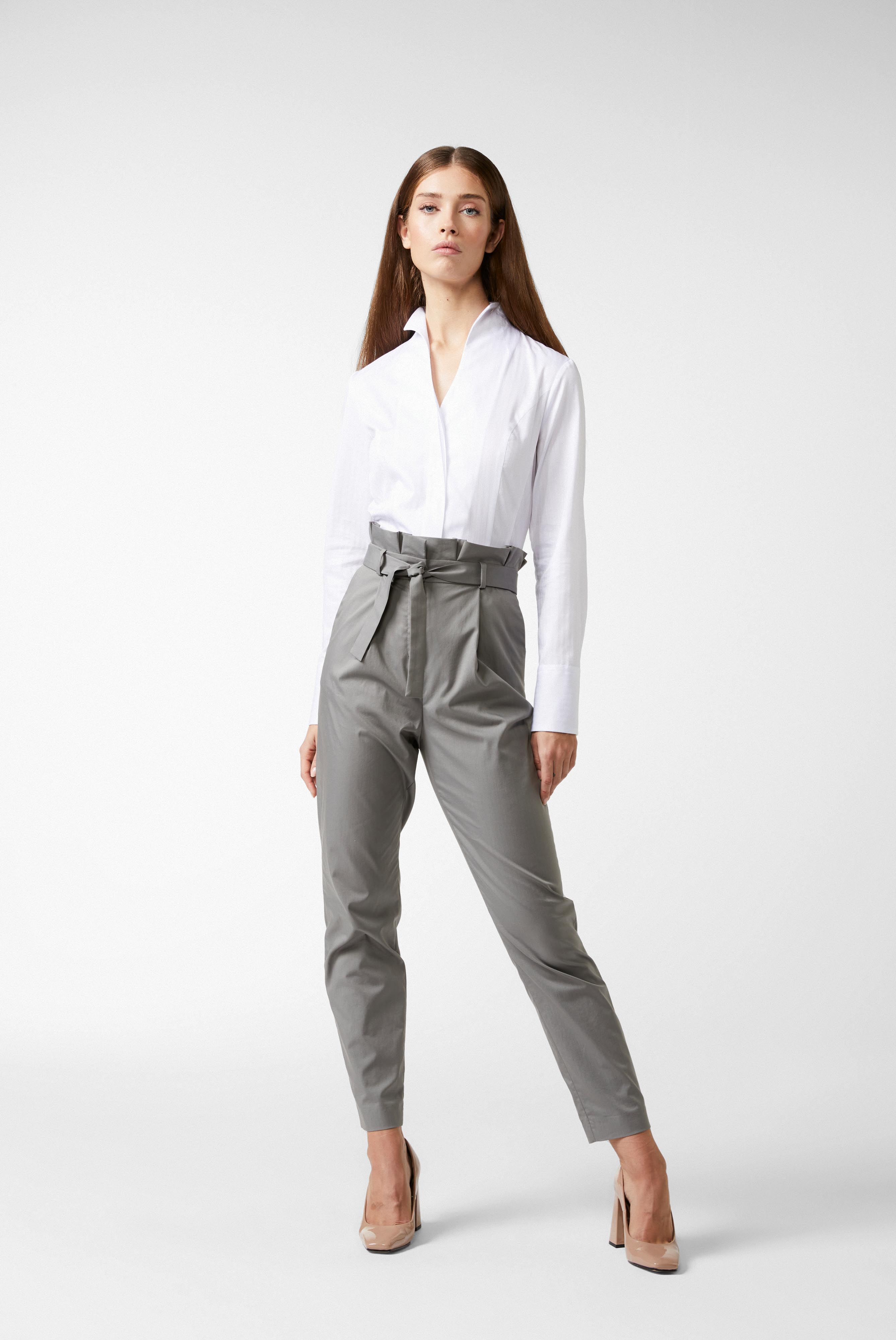 Van Laack-Kelchkragenbluse mit Jacquard Streifen Weiß-Hemden & Blusen-Black-Deal-Outlet-by-ARCHIVIST