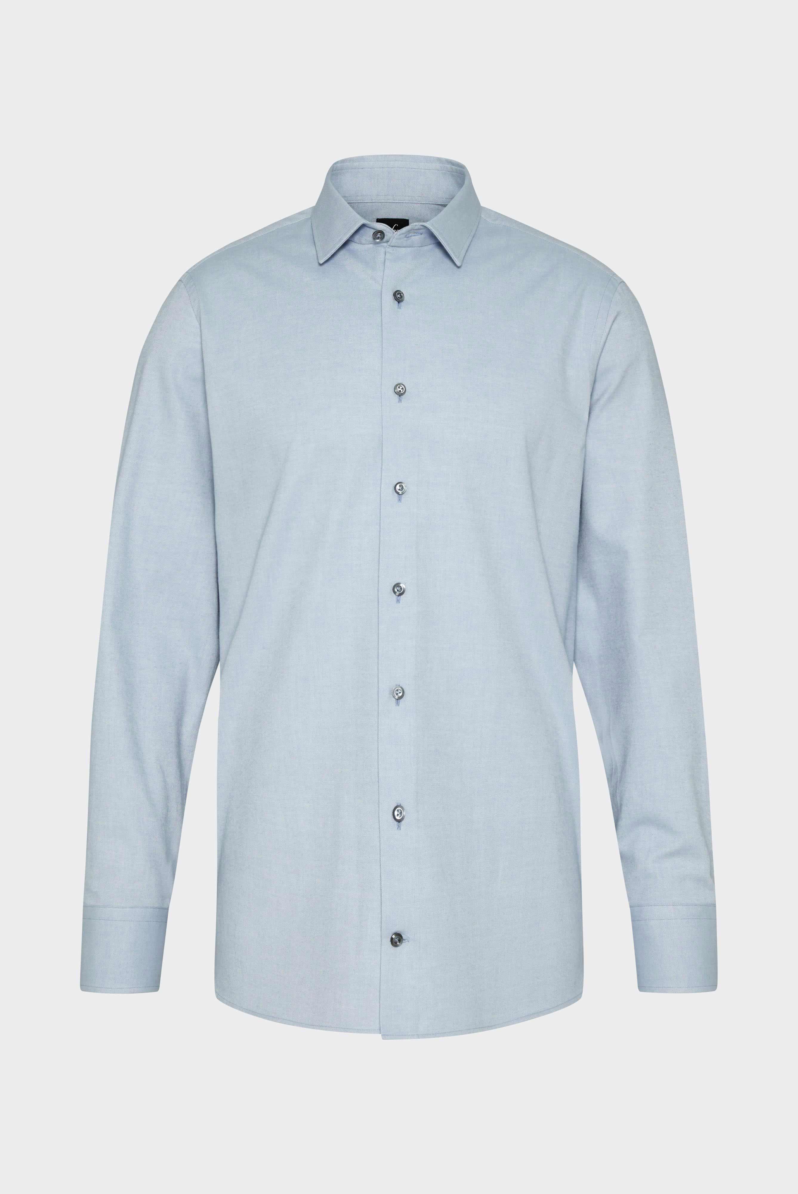 Twill Hemd mit Kentkragen und brushed Optik Tailor Fit Hellblau