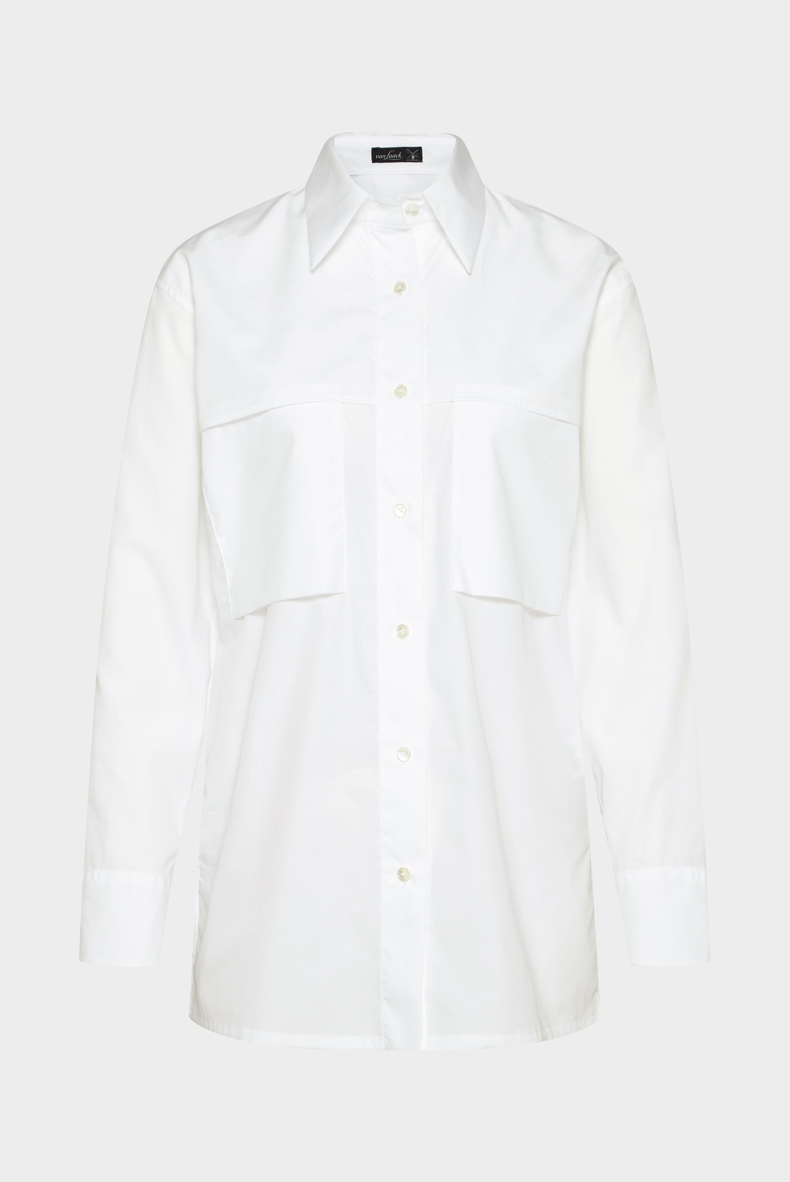 Poplin blouse with patch pockets, white