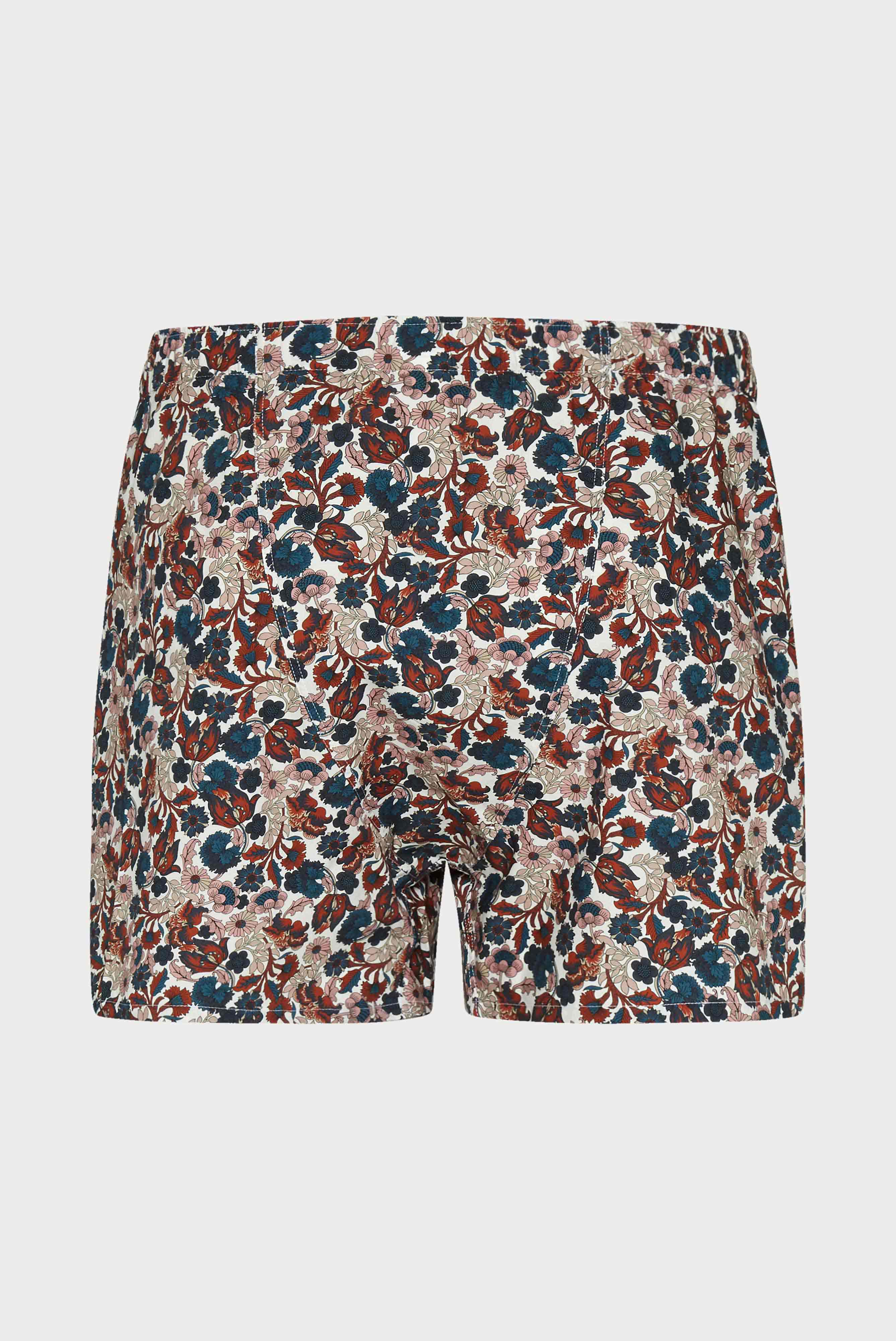 Popeline Boxershorts mit Blumenprint Blau/Rot
