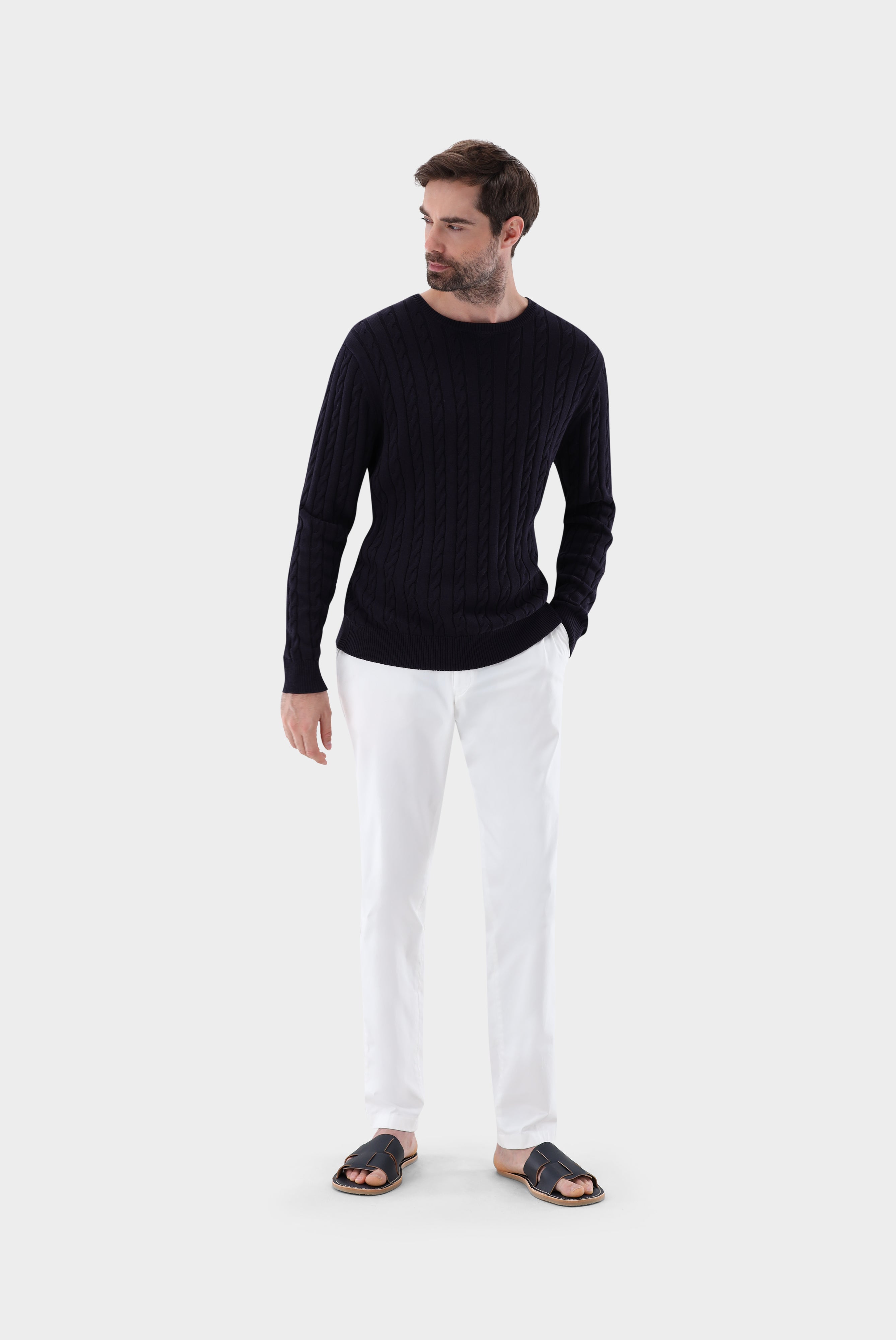 Van Laack-Zopfstrick Pullover mit Seide und Baumwolle-Strick & Pullover-Black-Deal-Outlet-by-ARCHIVIST