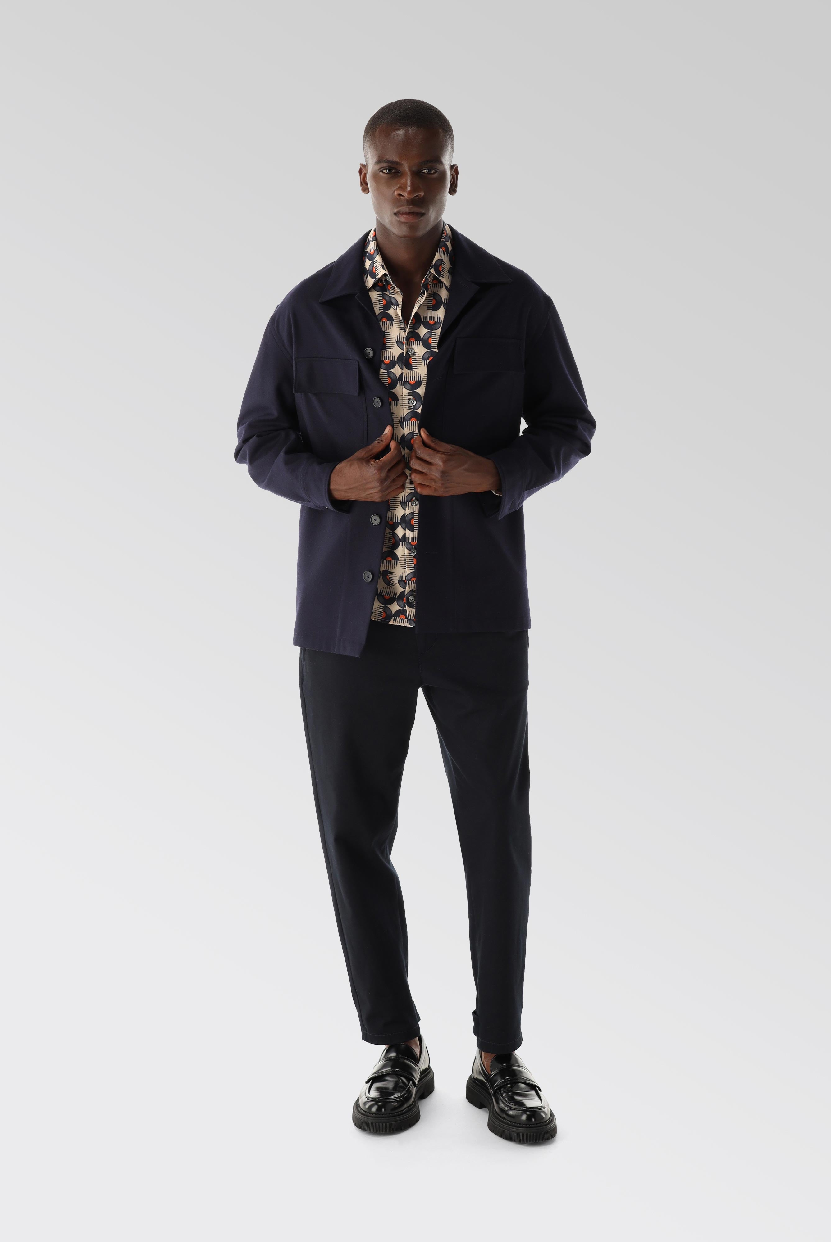 Wool overshirt with patch pockets