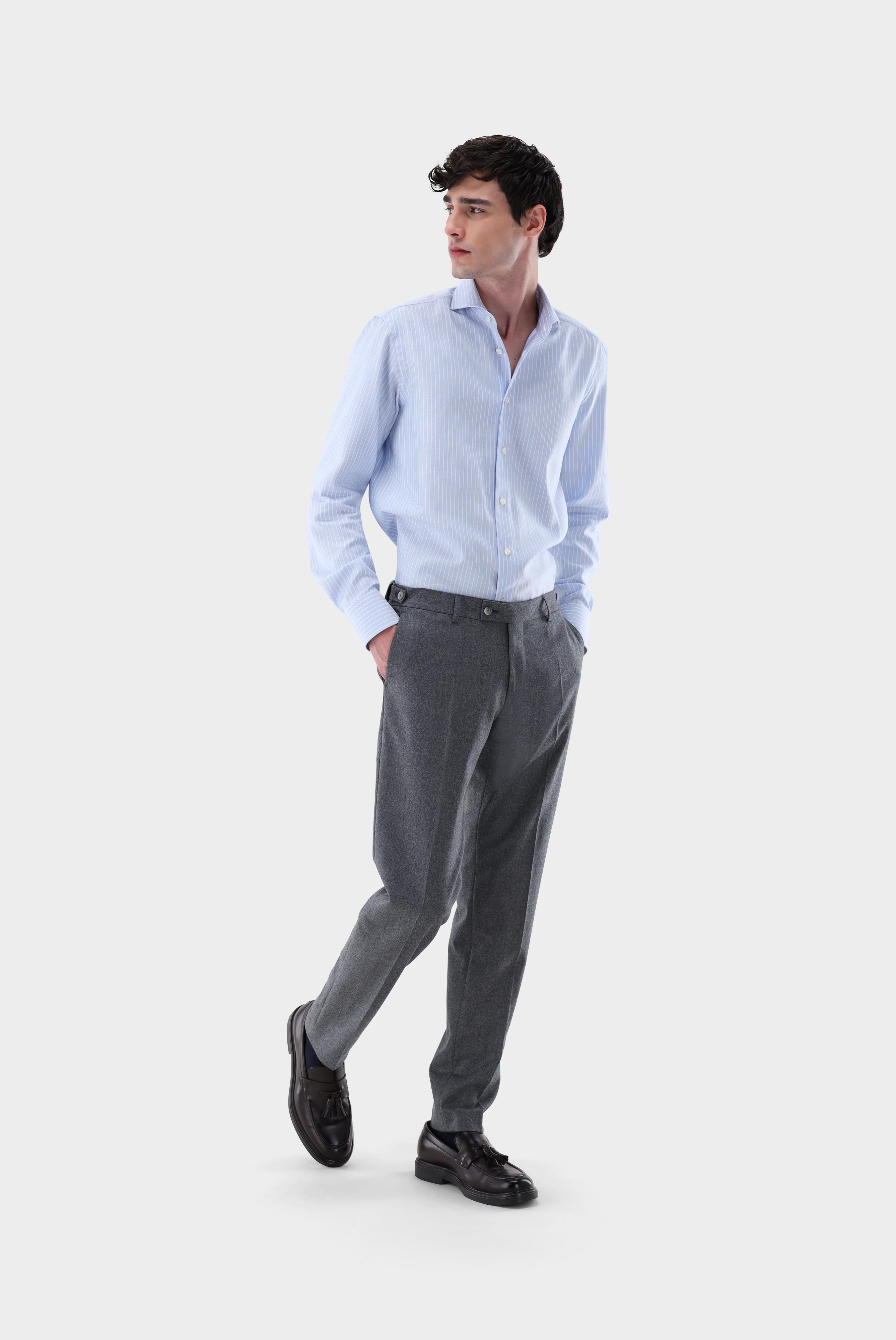 Van Laack-Gestreiftes Twill Businesshemd Tailor Fit-Hemden & Blusen-Black-Deal-Outlet-by-ARCHIVIST