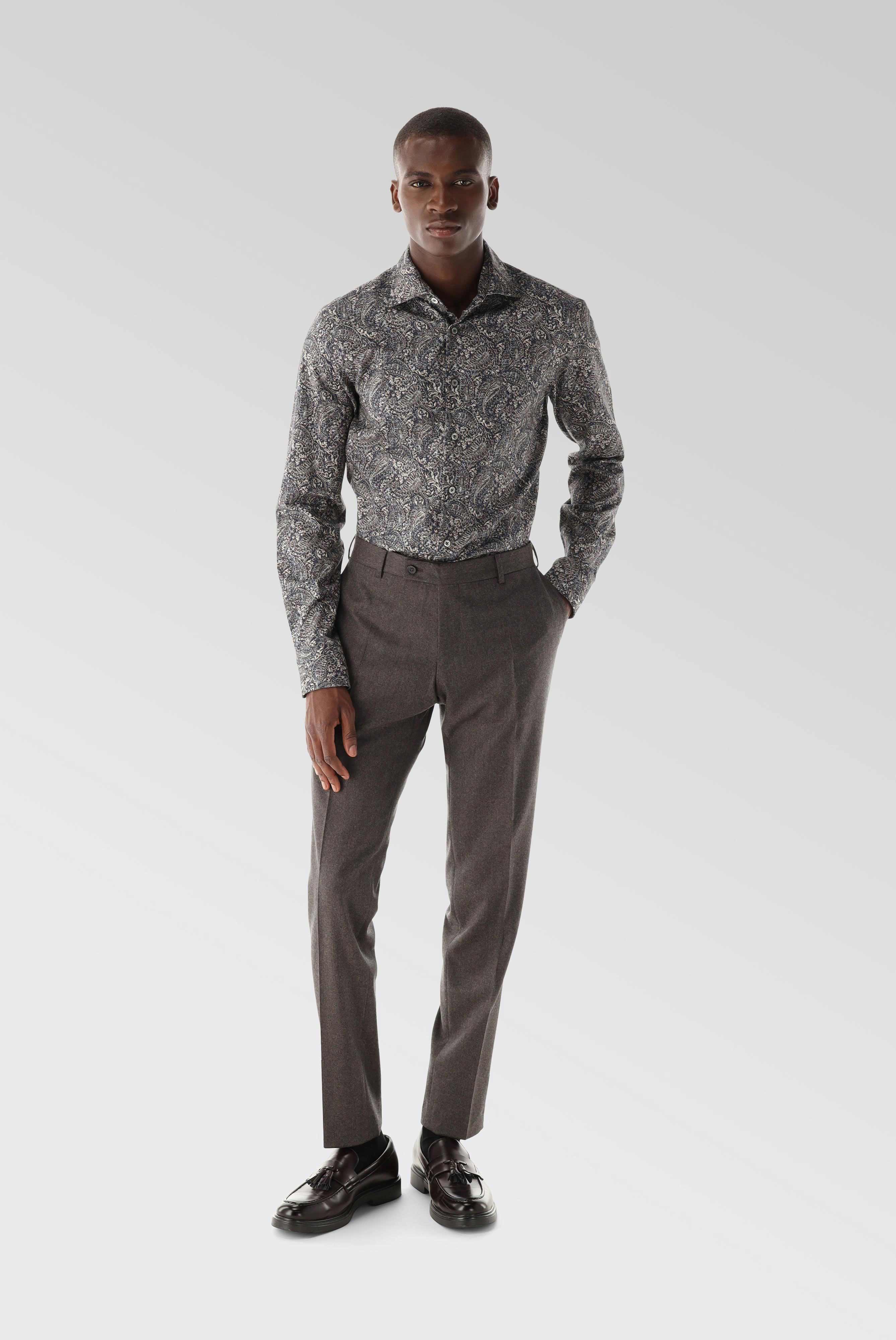 Twill Hemd mit Paisley Druck Tailor Fit