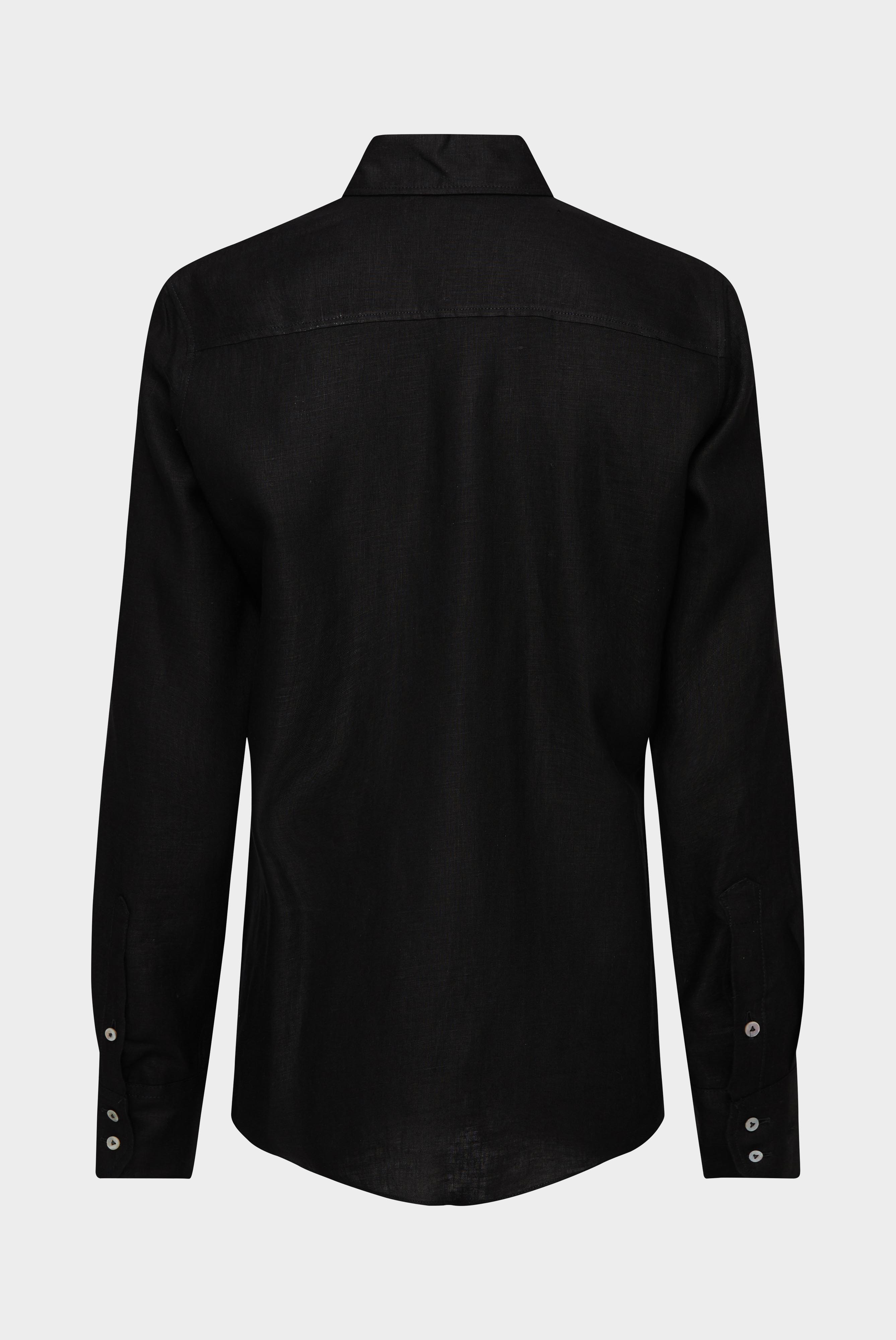 Hemdbluse aus Leinen Schwarz