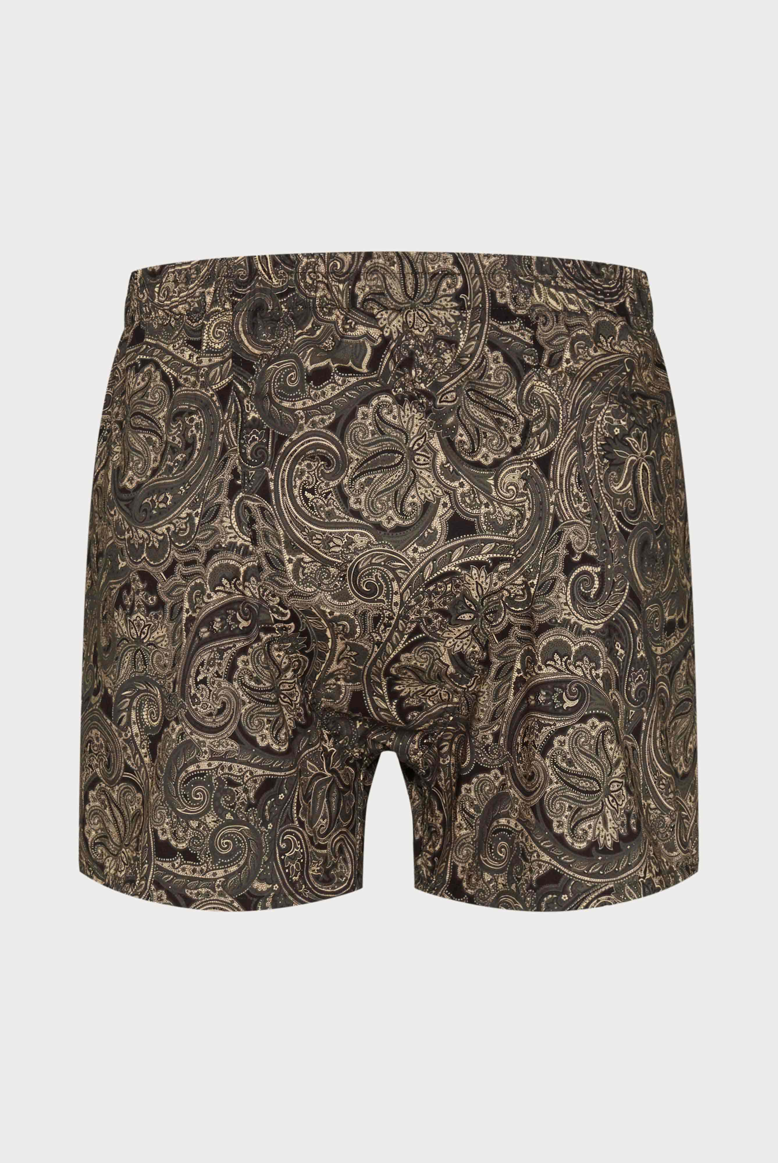 Brown boxer shorts with paisley print