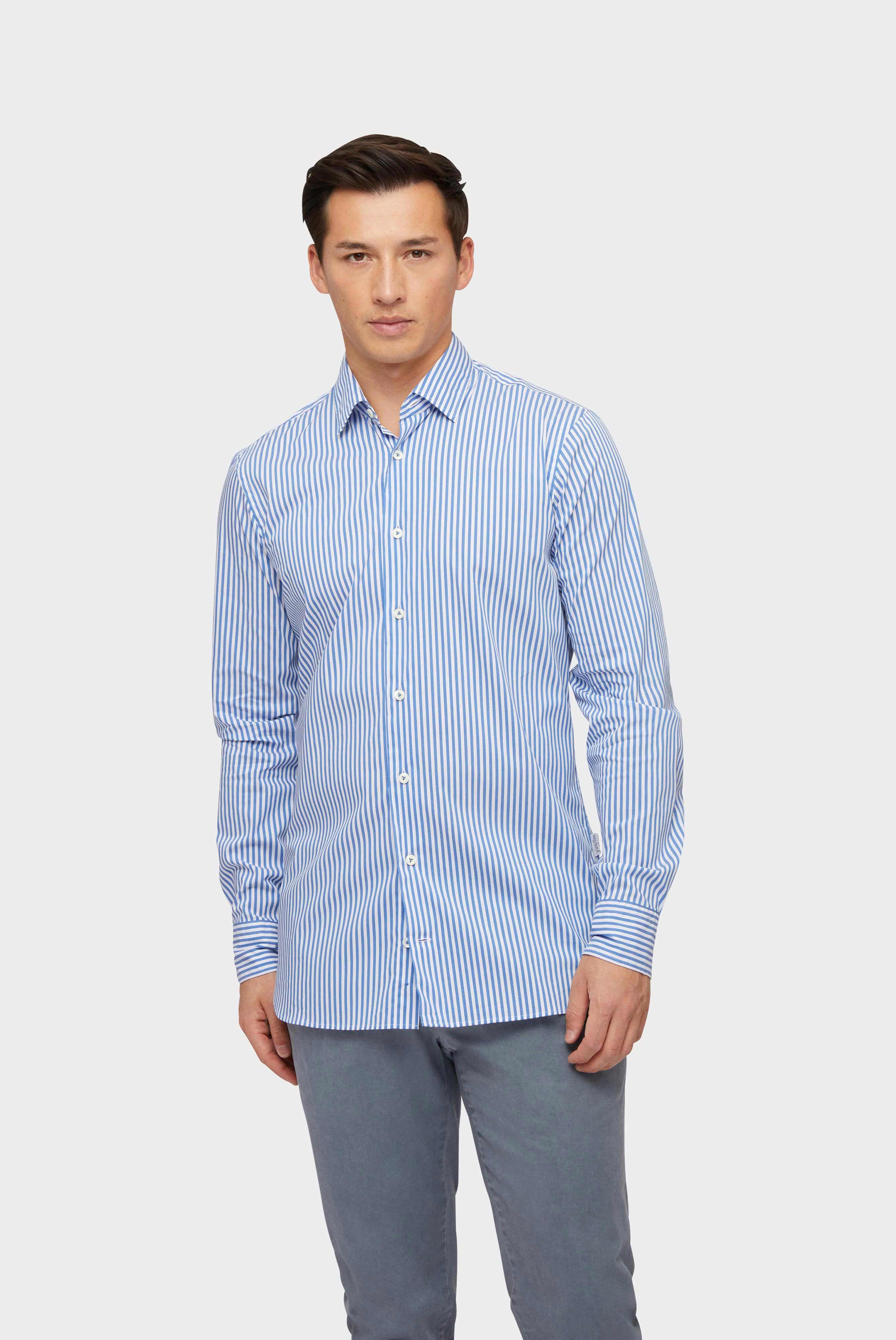 Van Laack-Popeline Hemd mit Stretch Slim Fit Hellblau Gestreift-Hemden & Blusen-Black-Deal-Outlet-by-ARCHIVIST