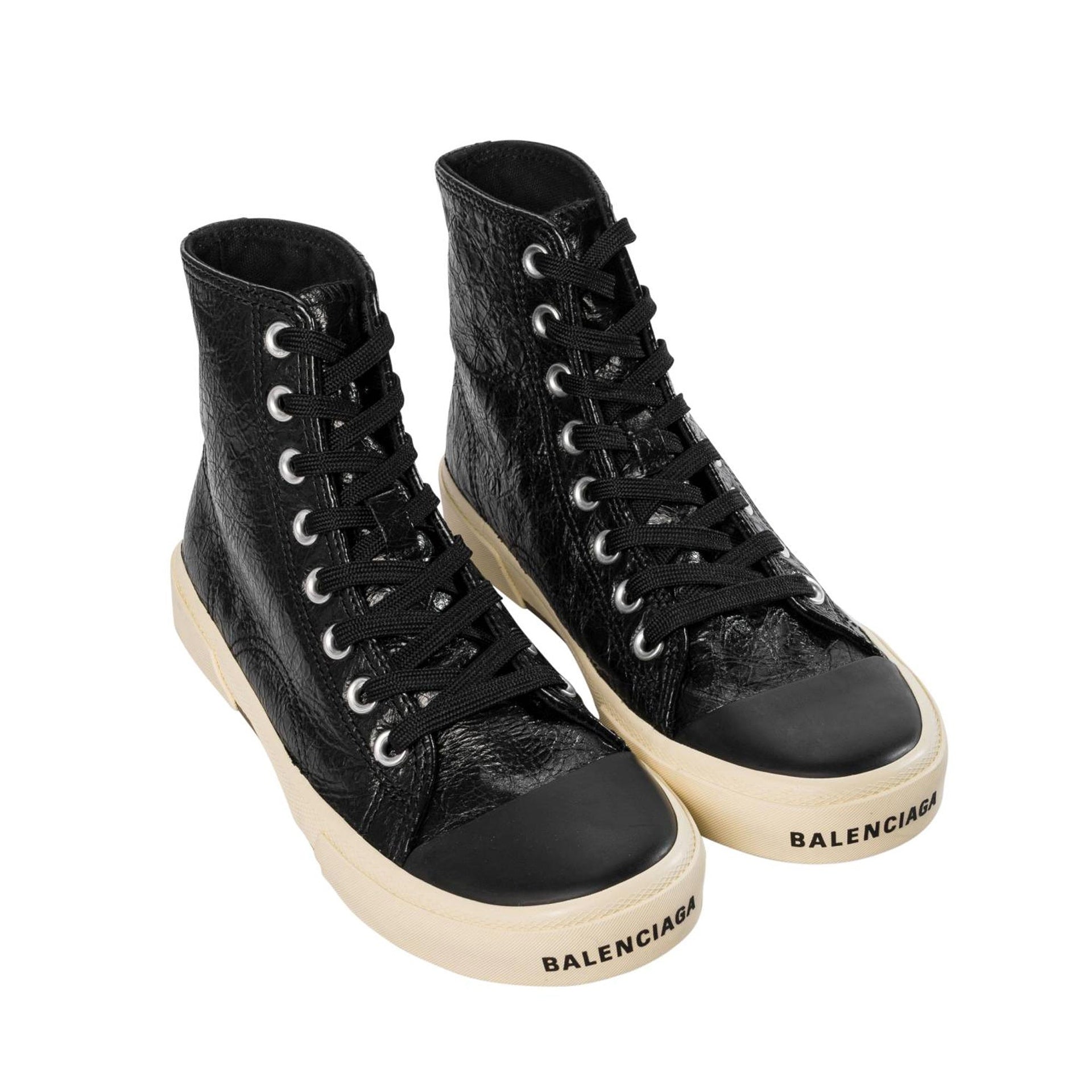 Balenciaga-Balenciaga Paris Leather Sneakers-WOMEN SHOES-Black-Deal-Outlet-by-ARCHIVIST
