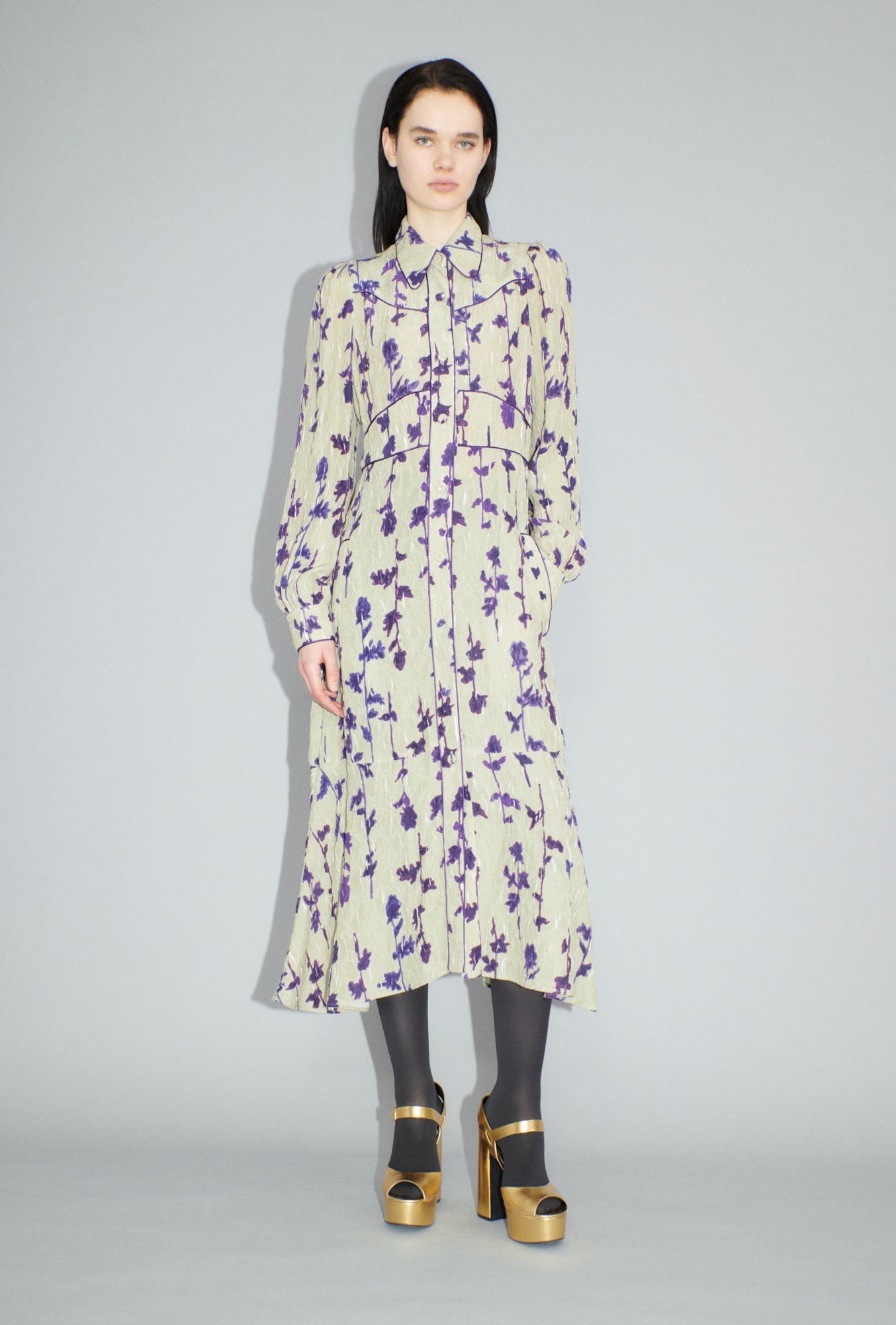 Flower Items on Crushed Crepe Kleid-Kleider & Röcke-Odeeh-34-Almond-ARCHIVIST