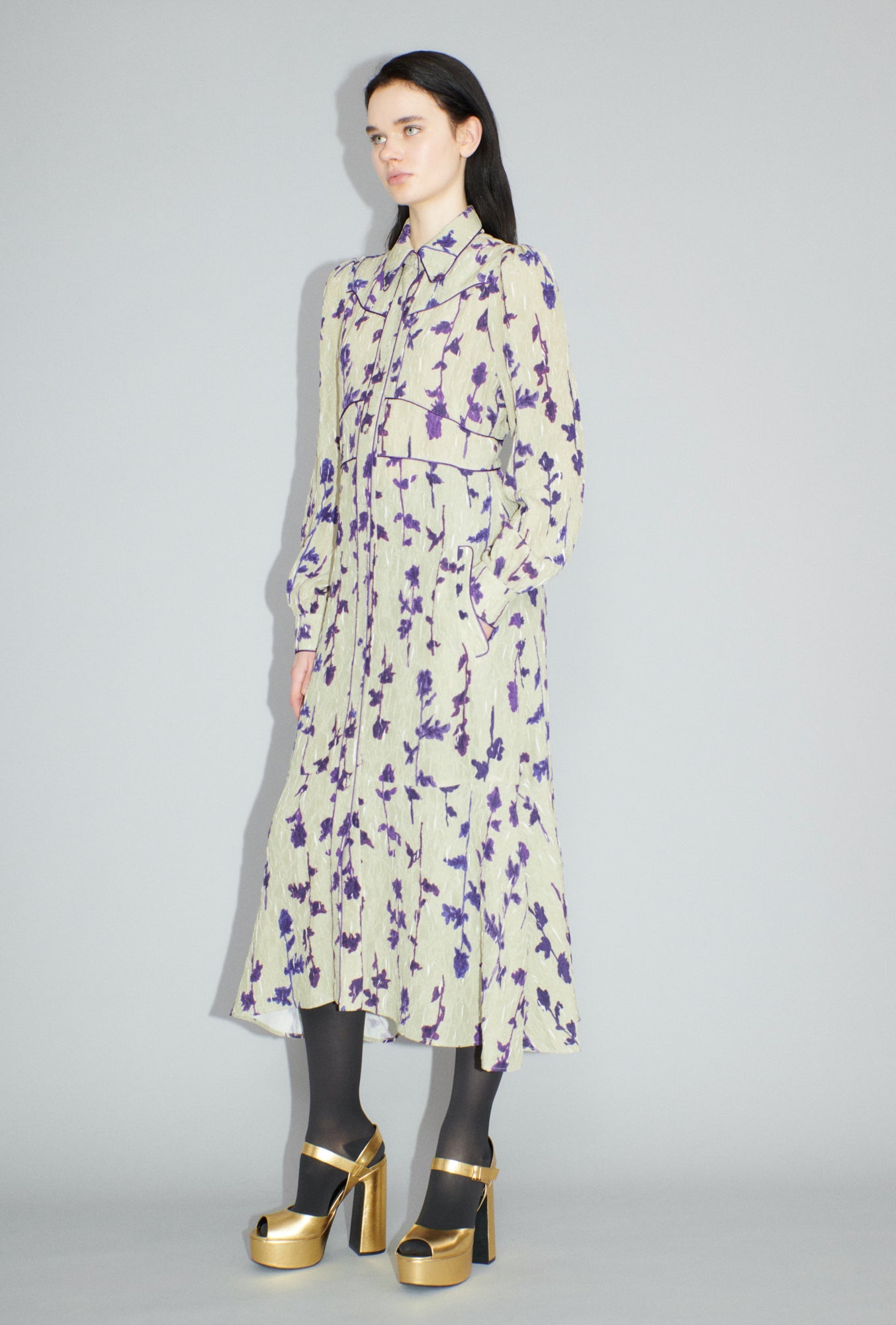 Flower Items on Crushed Crepe Kleid-Kleider & Röcke-Odeeh-ARCHIVIST