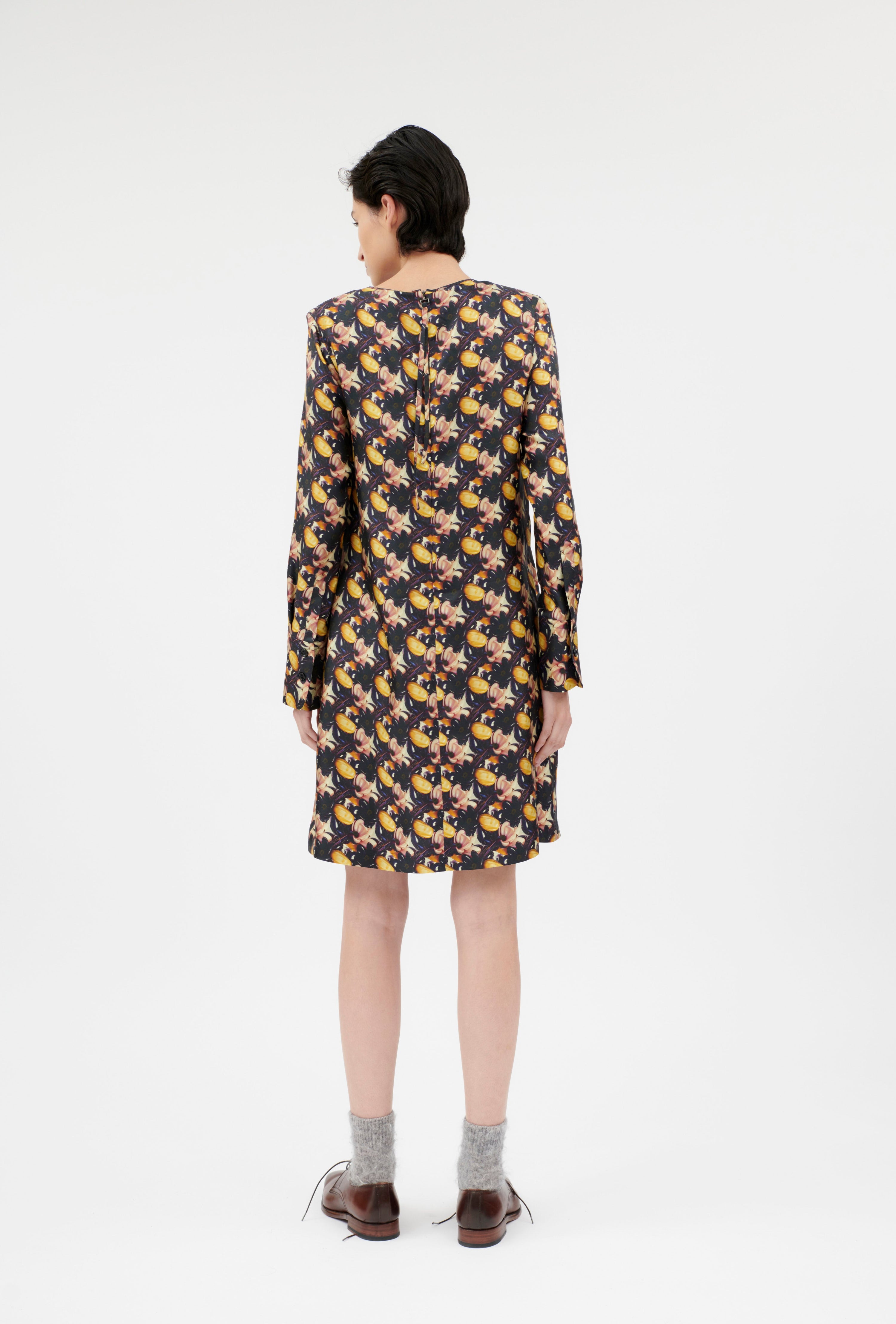 Magnolias & Buds Twill Kleid, Deep Purple