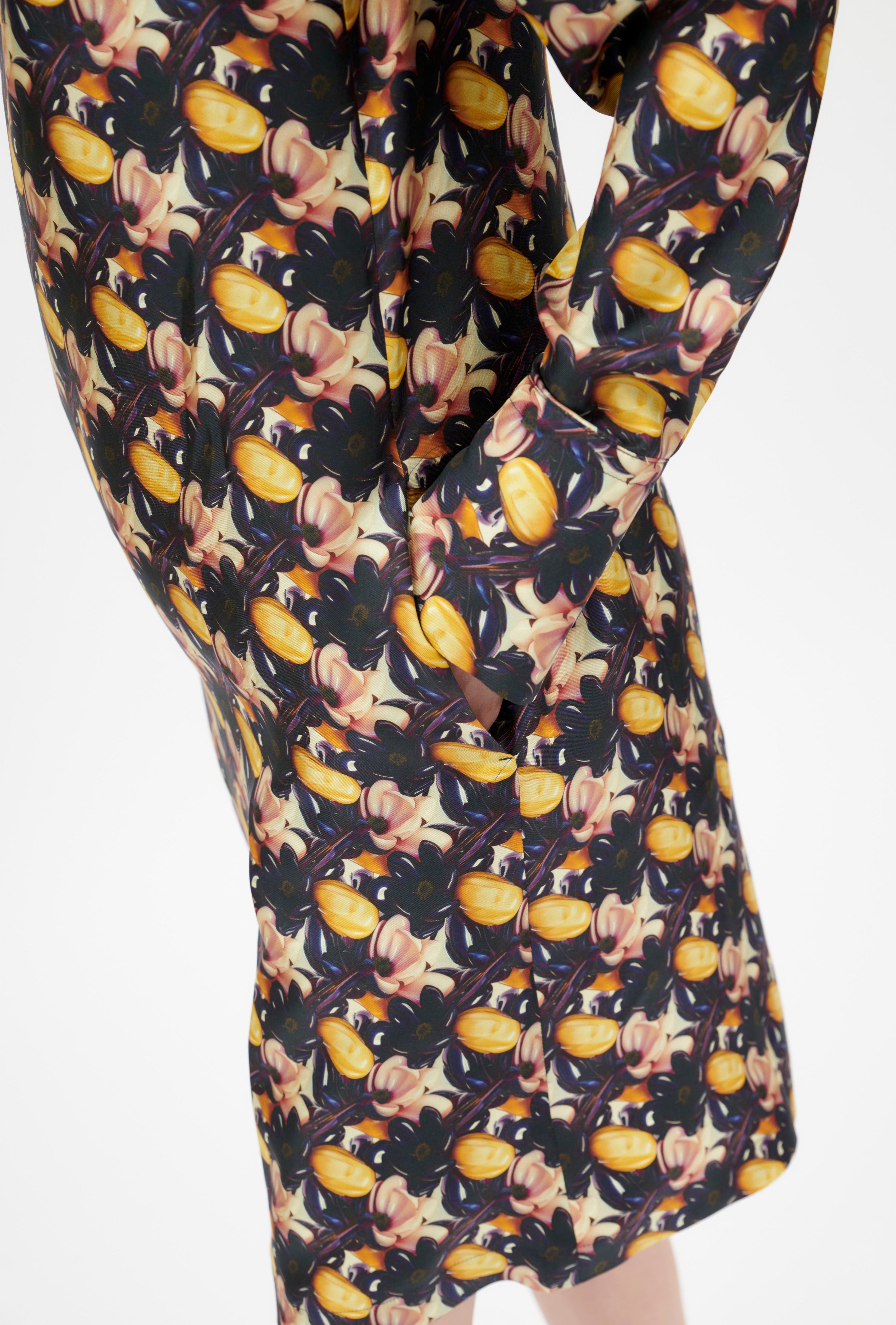 Magnolias & Buds Twill Kleid, Deep Purple
