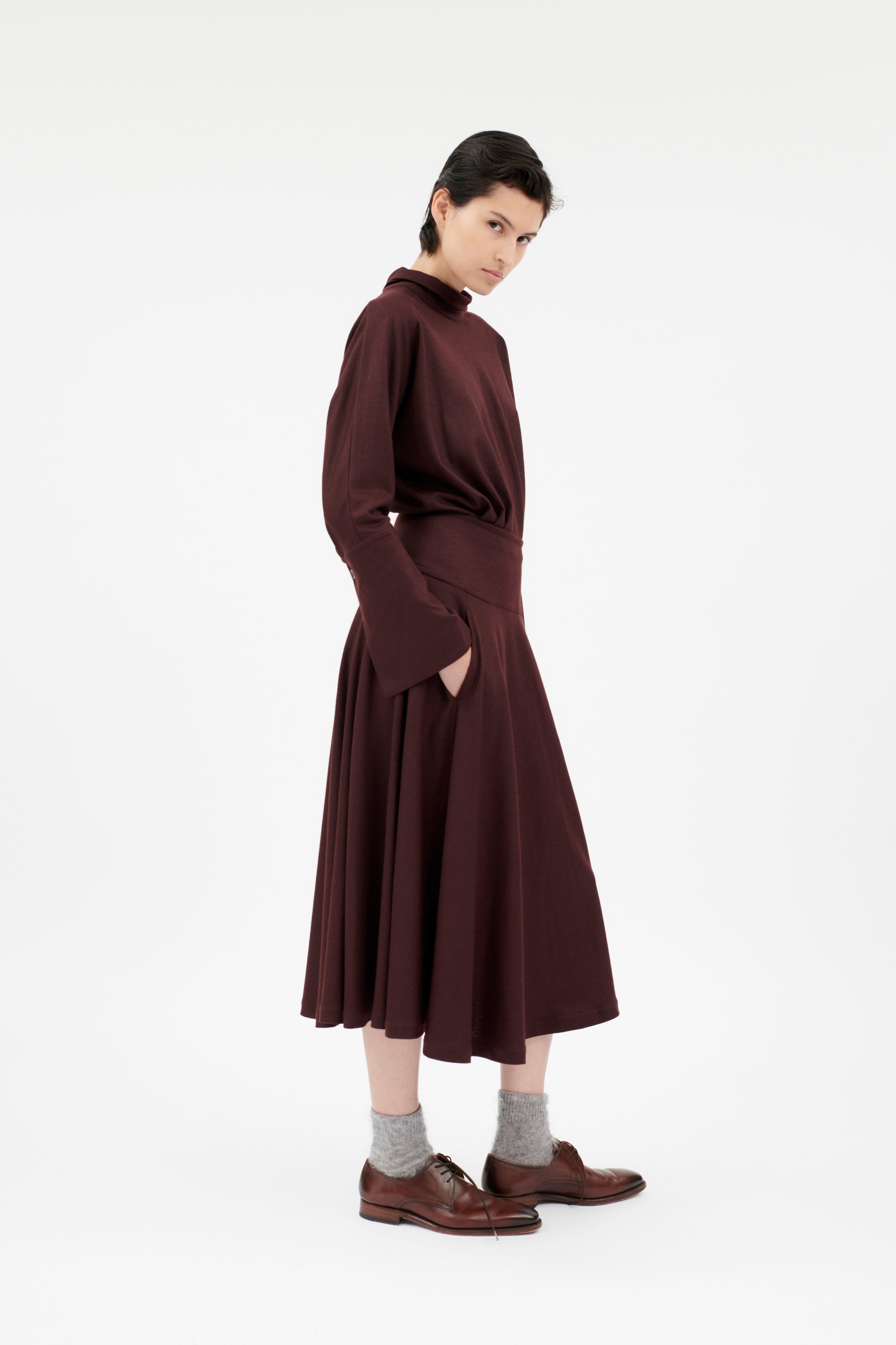 Light Wool Jersey Kleid, Chianti-Hemden & Blusen-Odeeh-OUTLET-ARCHIVIST-ARCHIVE-SALE