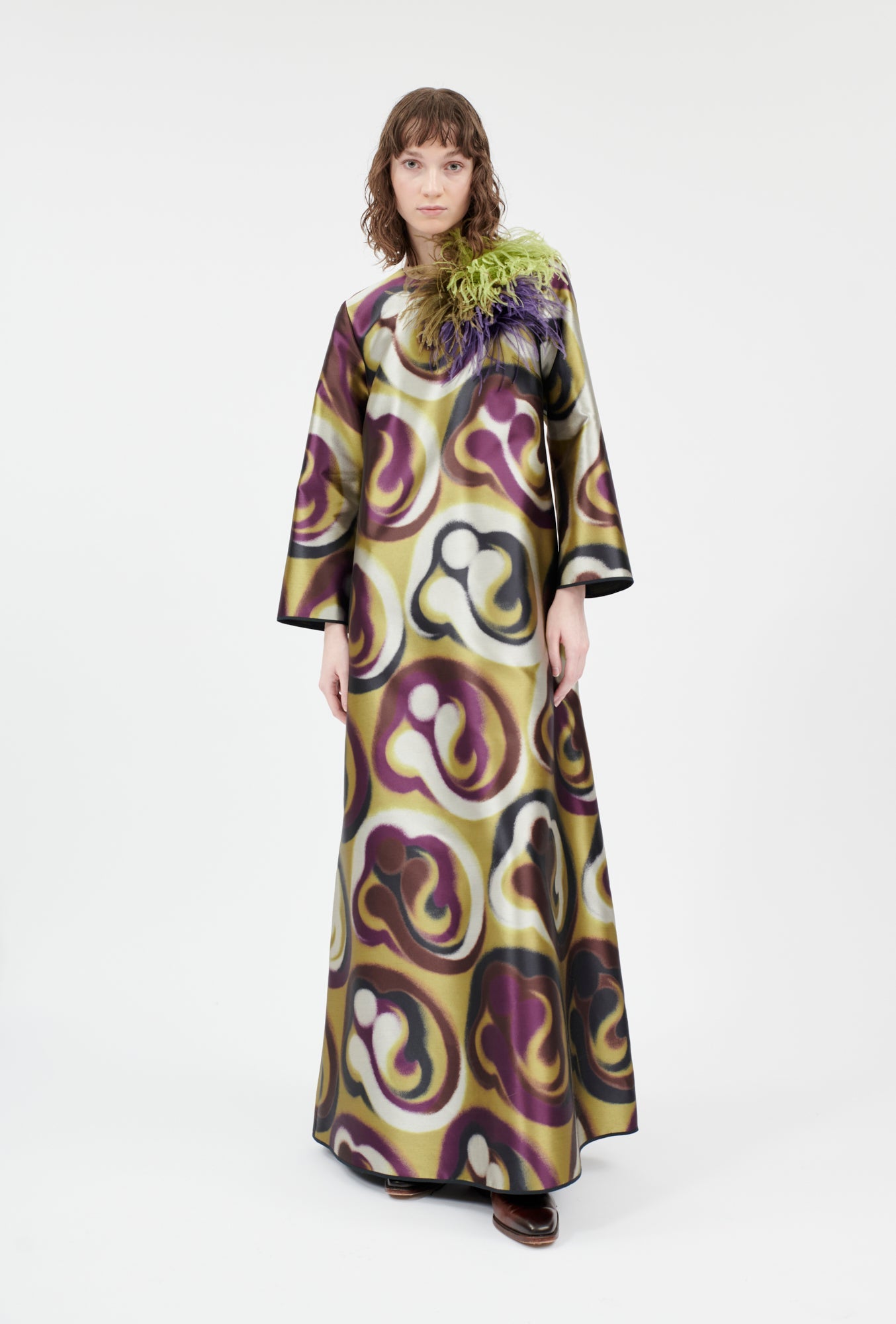 Shiny Serge Blurred Paisley Kleid, Merlot-Kleider & Röcke-Odeeh-OUTLET-34-Merlot-ARCHIVIST-ARCHIVE-SALE