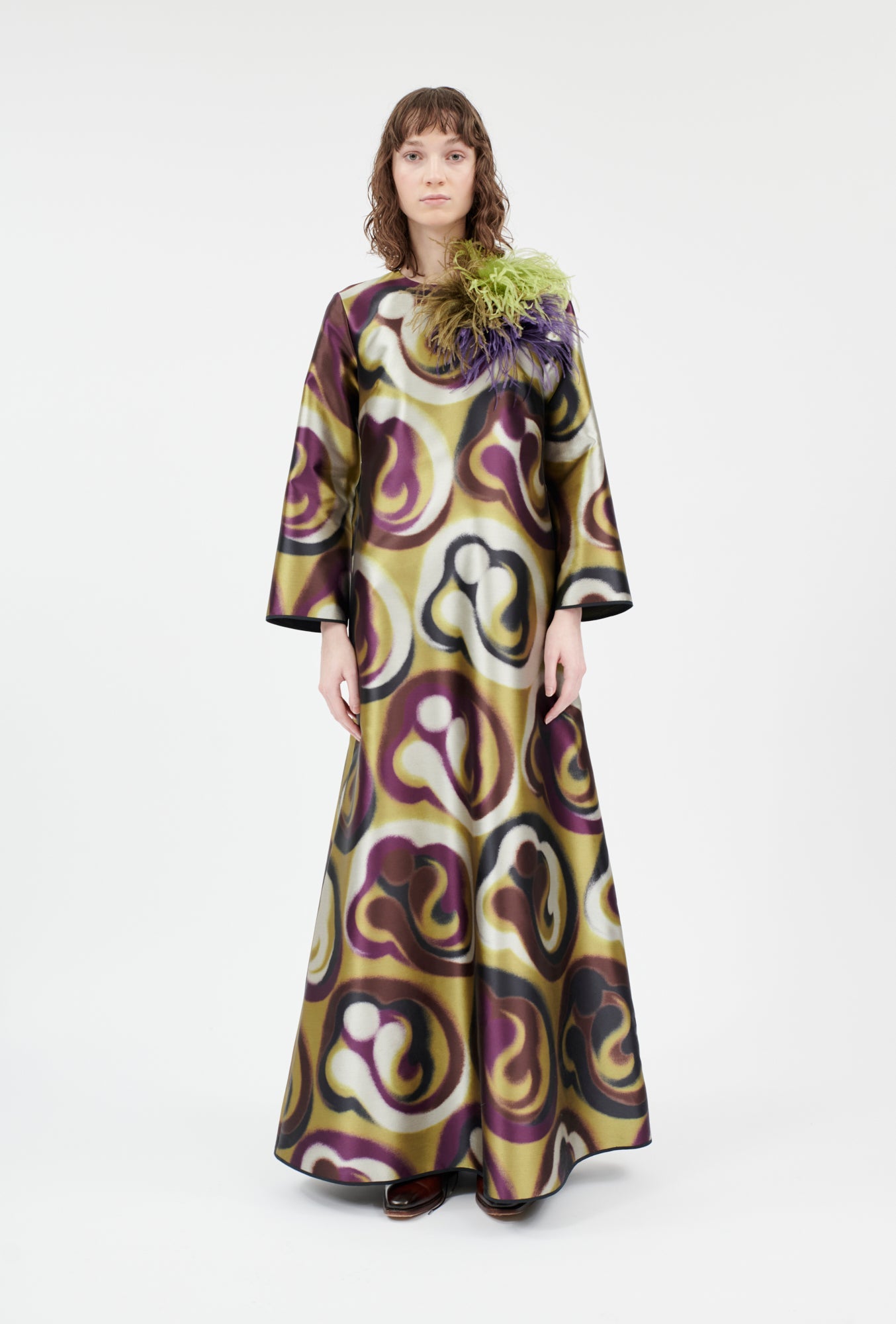 Shiny Serge Blurred Paisley Kleid, Merlot-Kleider & Röcke-Odeeh-OUTLET-ARCHIVIST-ARCHIVE-SALE