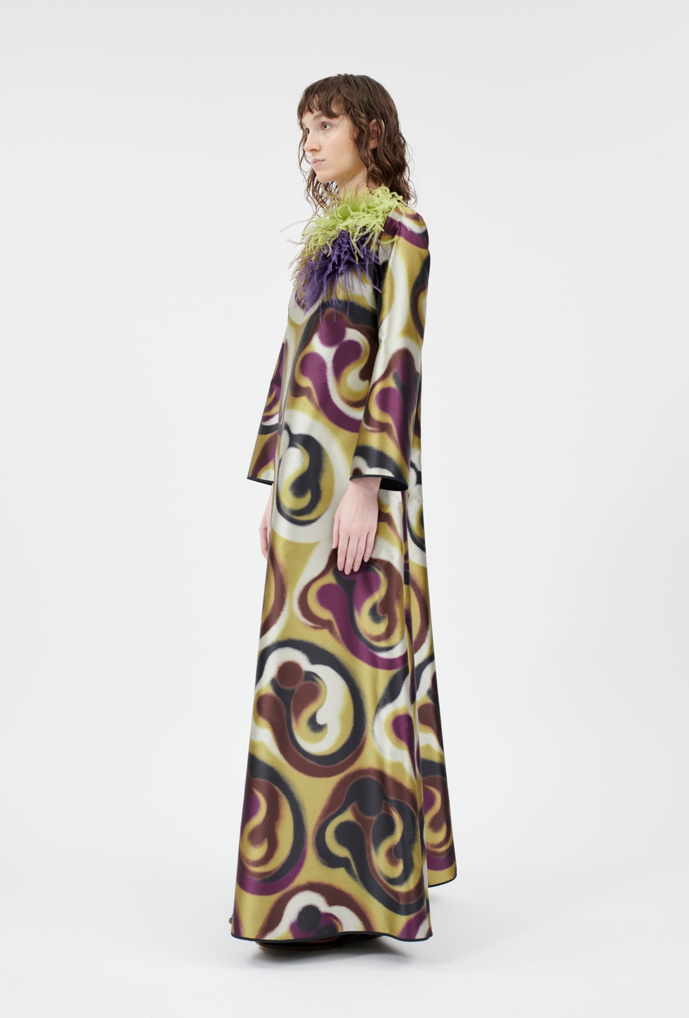 Shiny Serge Blurred Paisley Kleid, Merlot-Kleider & Röcke-Odeeh-OUTLET-ARCHIVIST-ARCHIVE-SALE