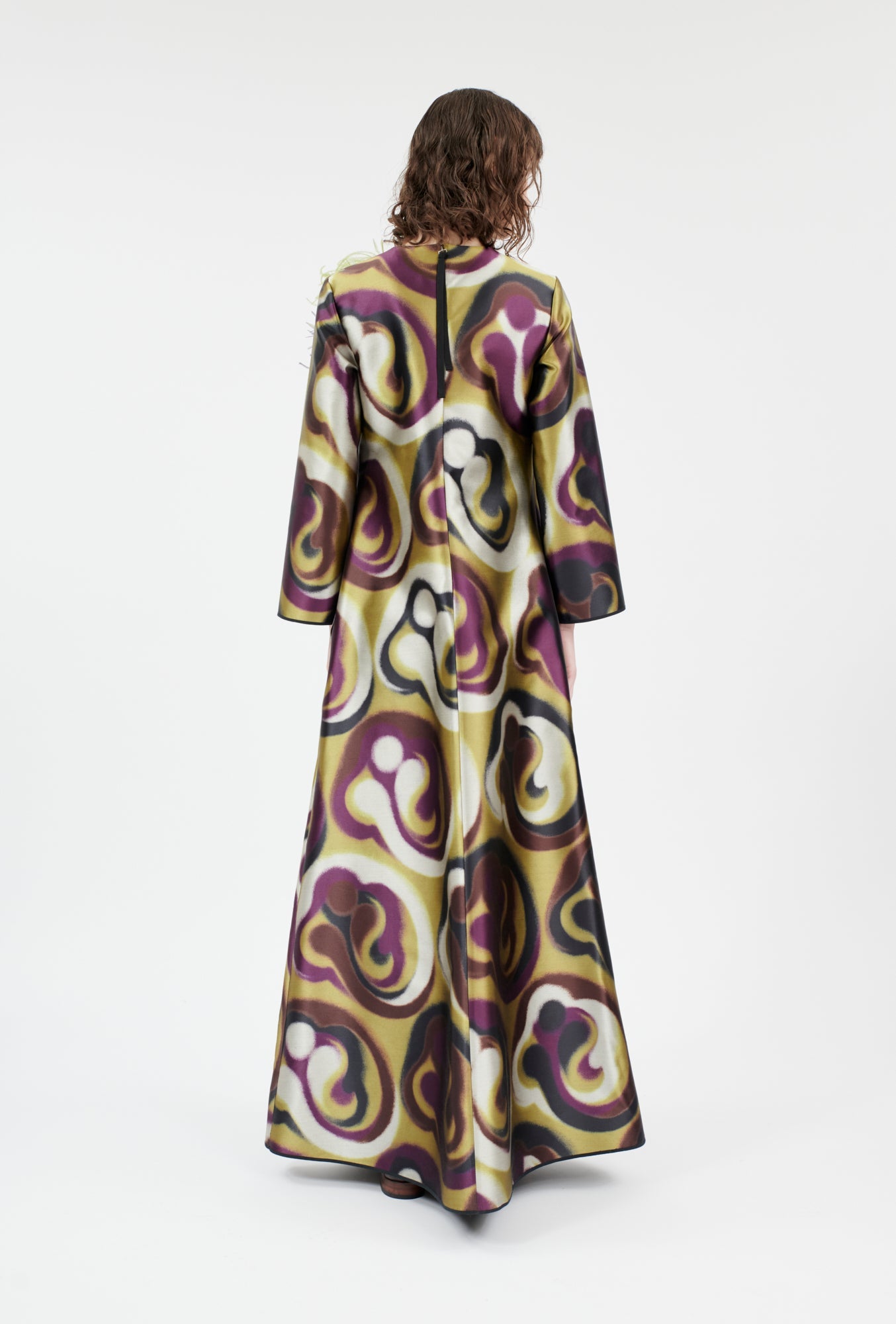 Shiny Serge Blurred Paisley Kleid, Merlot-Kleider & Röcke-Odeeh-OUTLET-ARCHIVIST-ARCHIVE-SALE