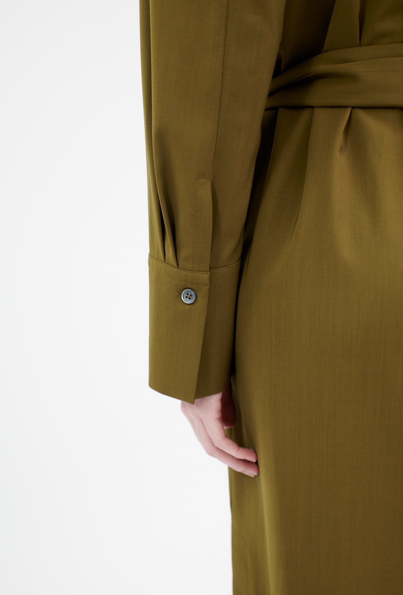Light Weight Wool Kleid, Dark Olive-Hemden & Blusen-Odeeh-OUTLET-ARCHIVIST-ARCHIVE-SALE