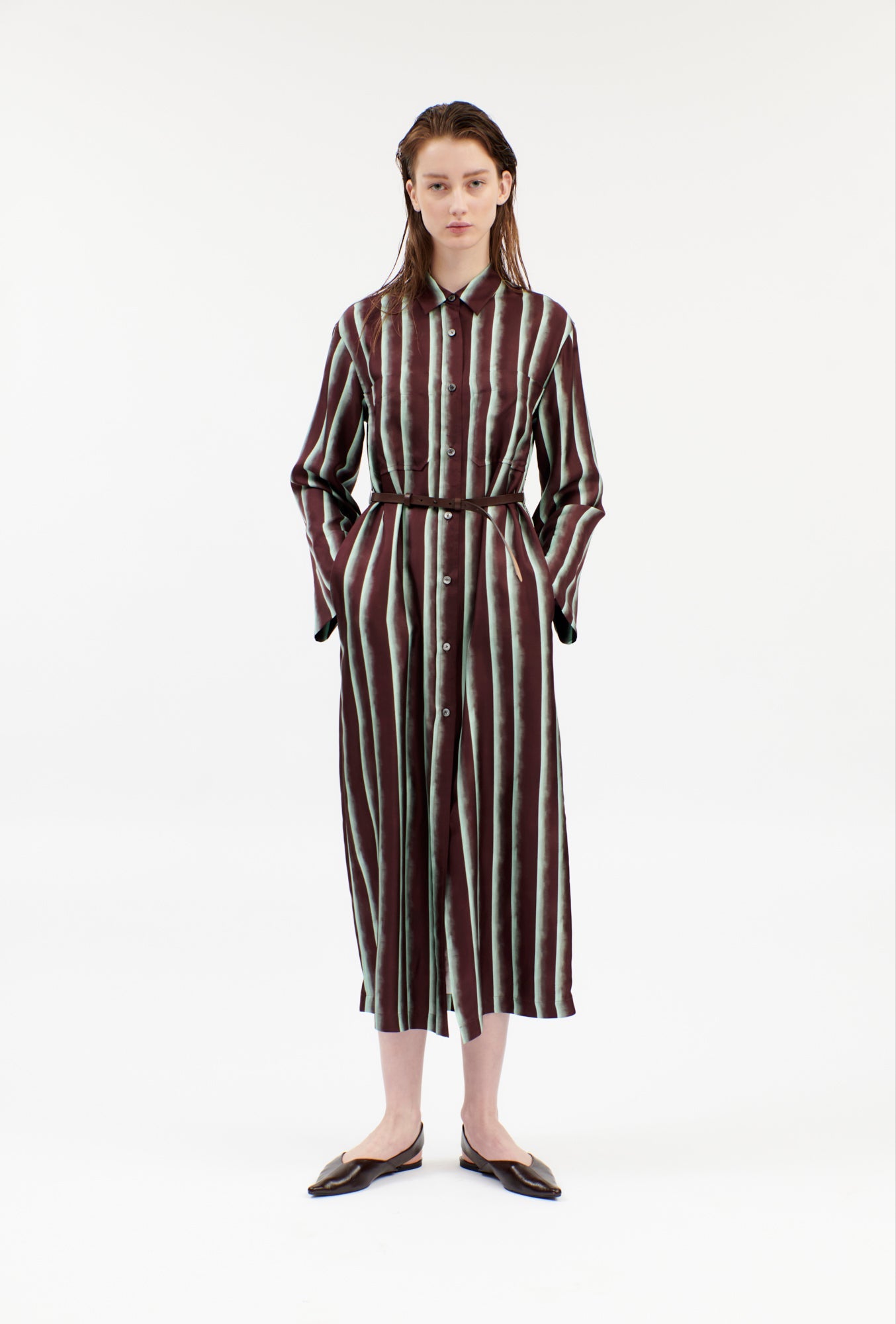 PAINTED STRIPES / TWILL Kleid, Cordovan-Kleider & Röcke-Odeeh-OUTLET-34-Cordovan-ARCHIVIST-ARCHIVE-SALE