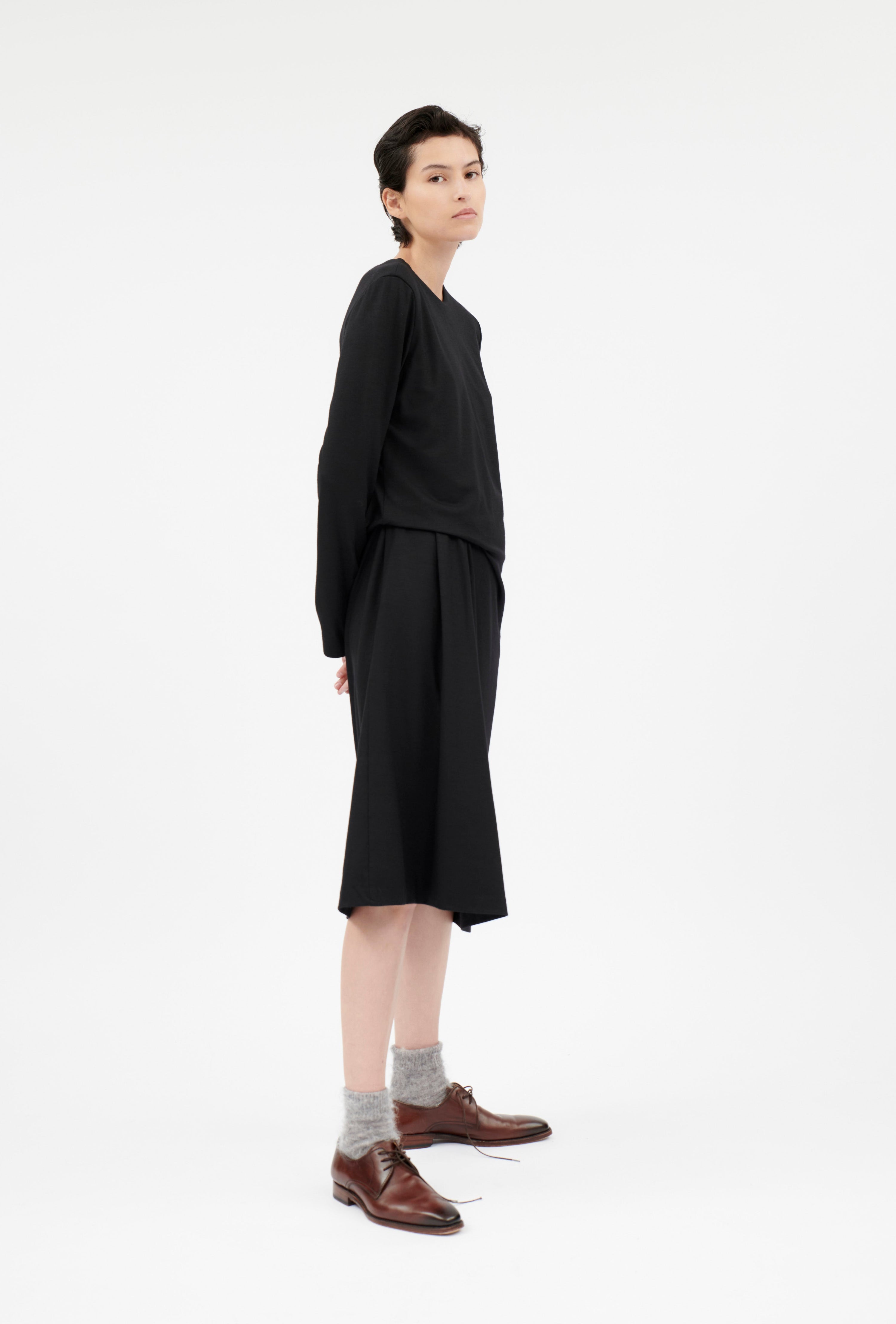 Light Wool Jersey Kleid, Jet Black